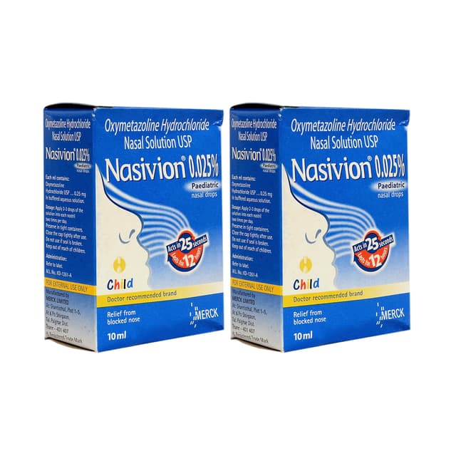 Nasivion Paediatric Nasal Drops 10ml - (Pack of 2)