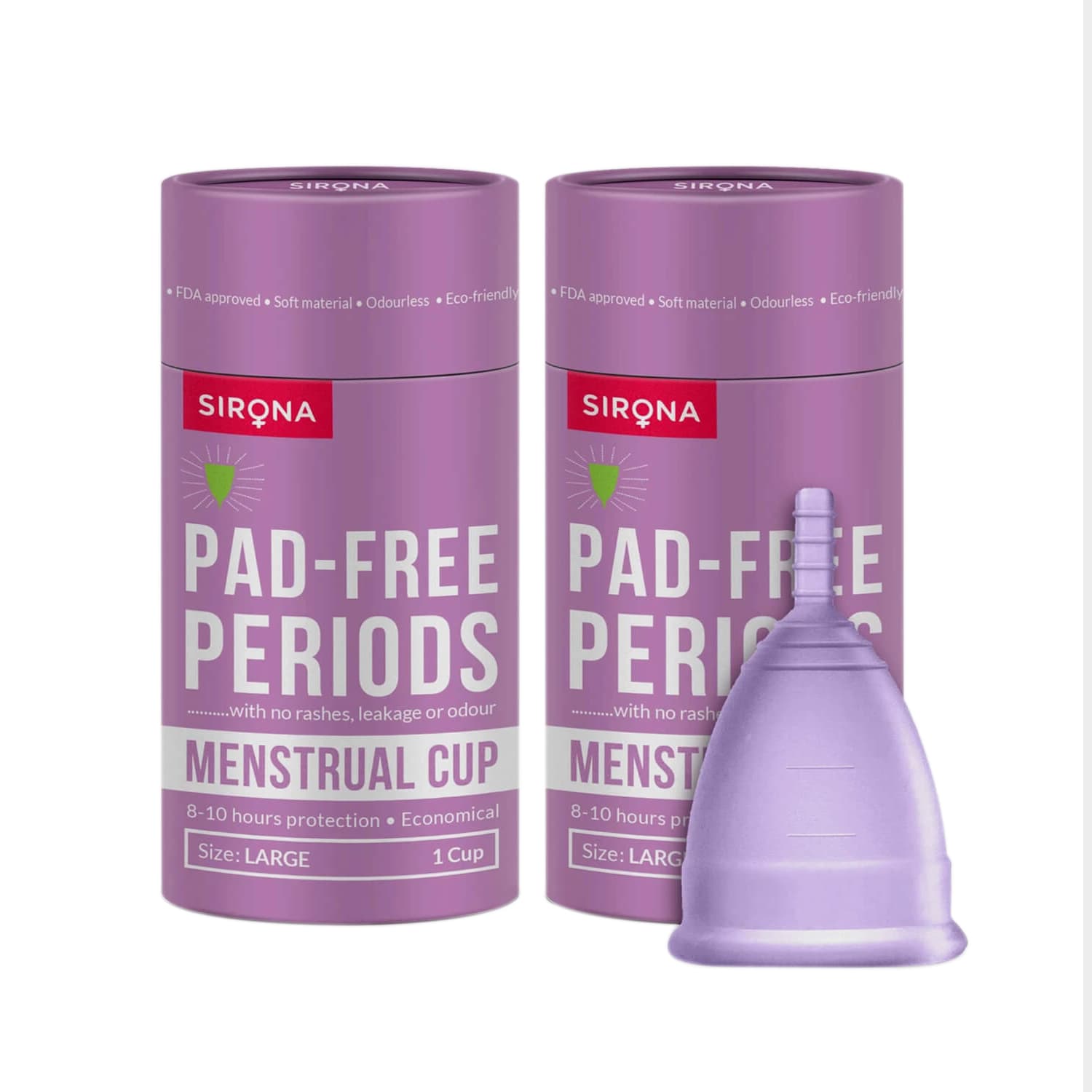 Sirona Reusable Menstrual Cup Duo - Odour & Rash Free, Leakage Proof, Ultra Soft & Comfortable (Pack of 2)