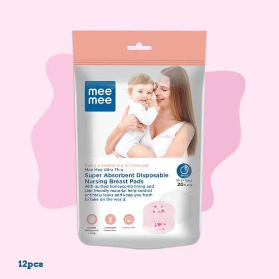 Mee Mee Ultra Thin Super Absorbent Disposable Nursing Breast Pads (12 Pieces)