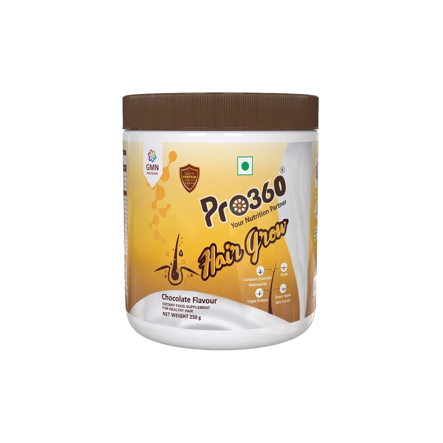 GMN Pro360 Hair Grow Nutrition Powder Chocolate Flavour (250g Jar)