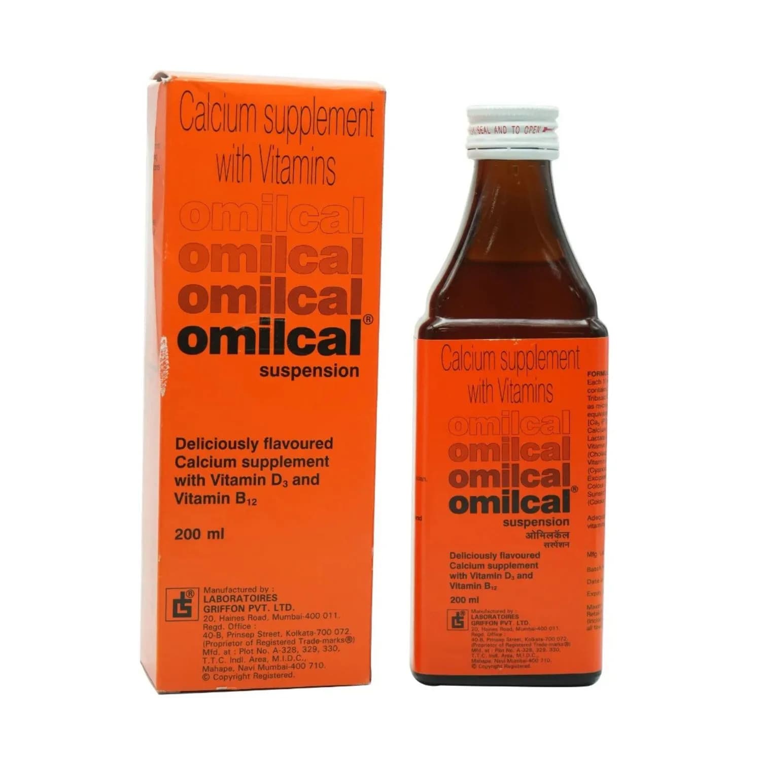 Omilcal Suspension with Calcium, Vitamin D3, Vitamin B12 - 200ml