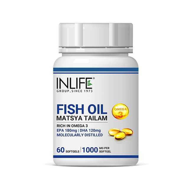 Inlife Fish Oil Capsules Omega 3 1000mg for Men Women - 60 Softgels