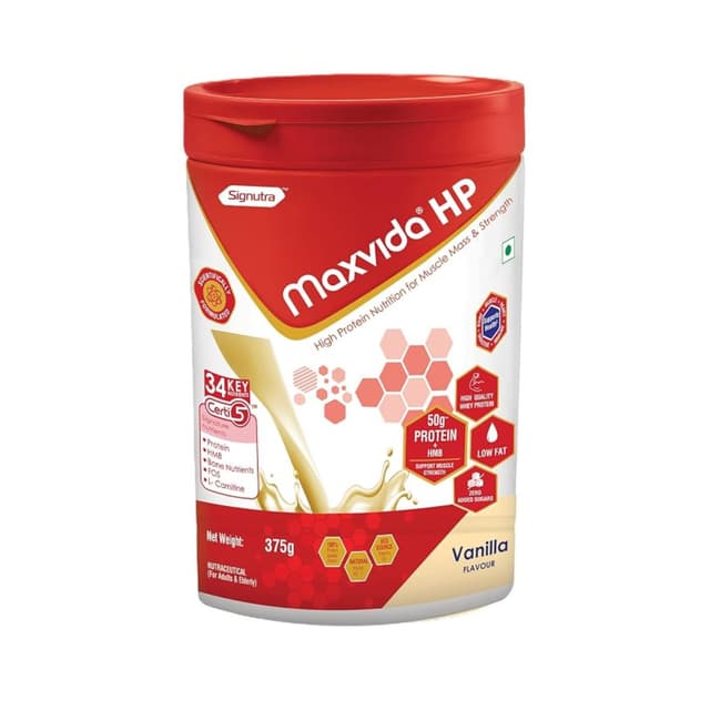 Signutra Maxvida High Protein Powder to Help Build Muscle Mass and Strength Vanilla Flavour (375 g)