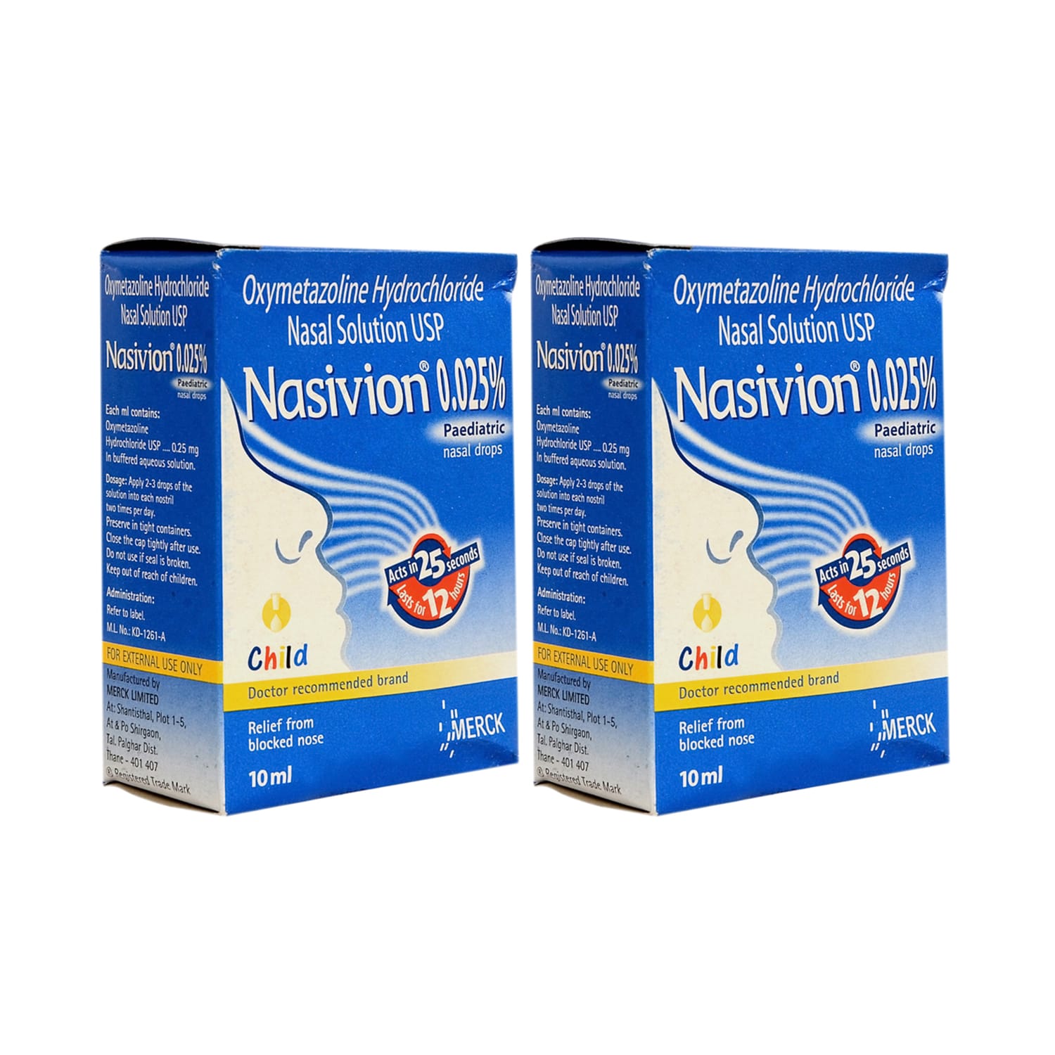 Nasivion Paediatric Nasal Drops 10ml - (Pack of 2)