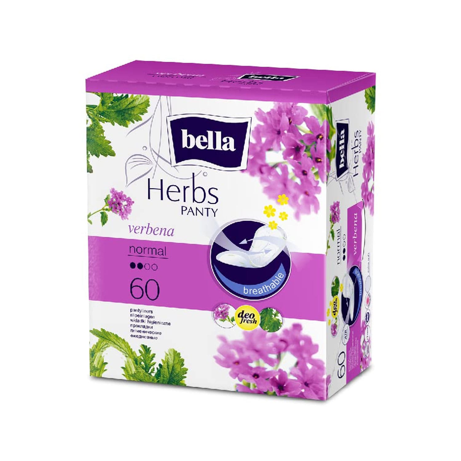 Bella Herbs Panty Liners Verbana Normal for White Discharge and Light Spotting - 60 Pieces