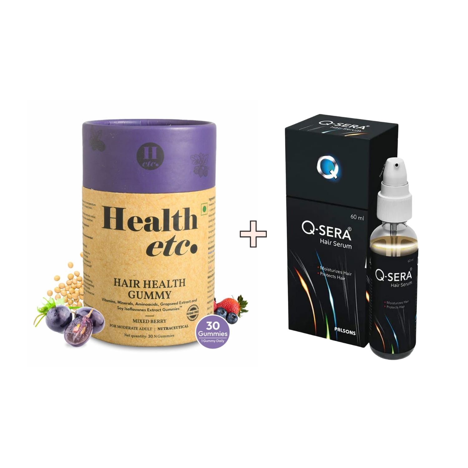 Hair Care Duo - Health etc Hair Health Gummy (30 Gummies) + Q-Sera Hair Serum (60ml)