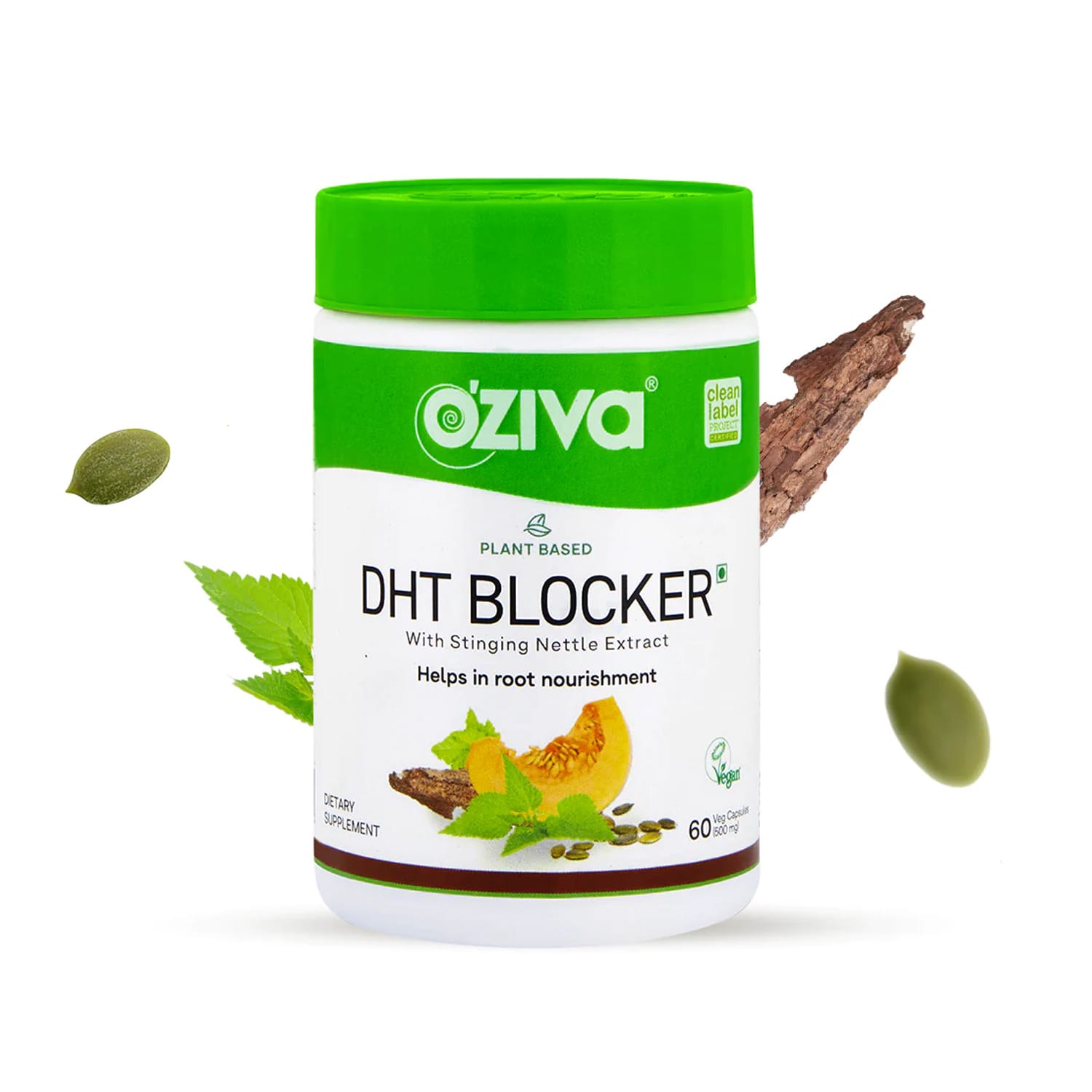 Oziva Plant Based DHT Blocker with Stinging Nettle Extract 60 capsules