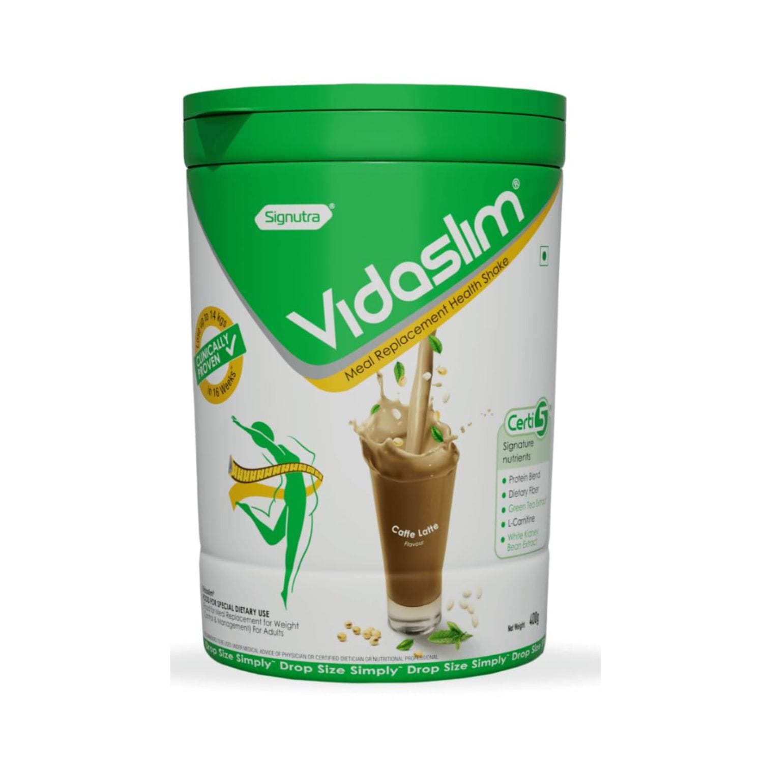 Vidaslim High Protein Meal Replacement for Weight Management, 400g, (Caffe Latte)