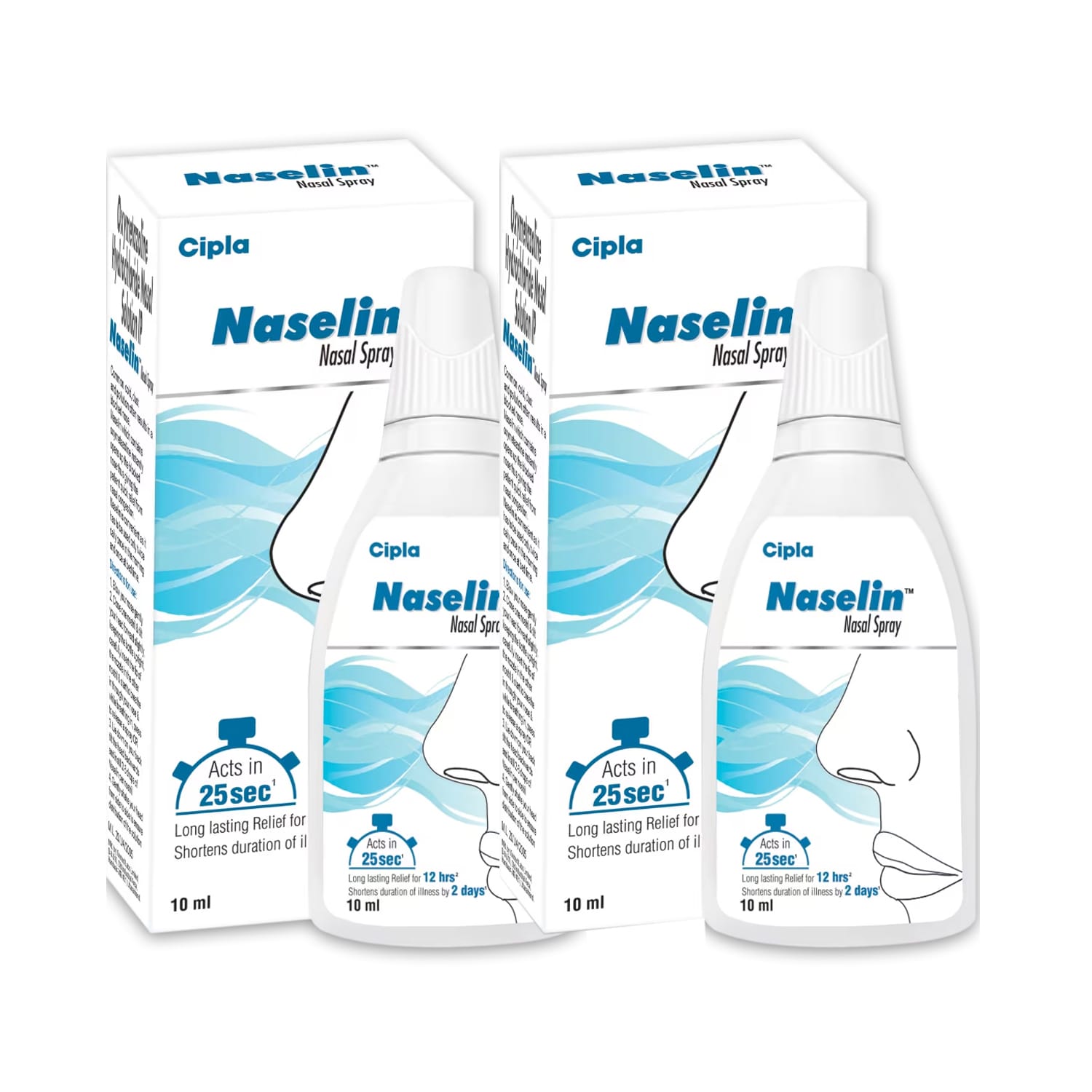 Cipla Naselin Nasal Spray - 10ml (Pack of 2)