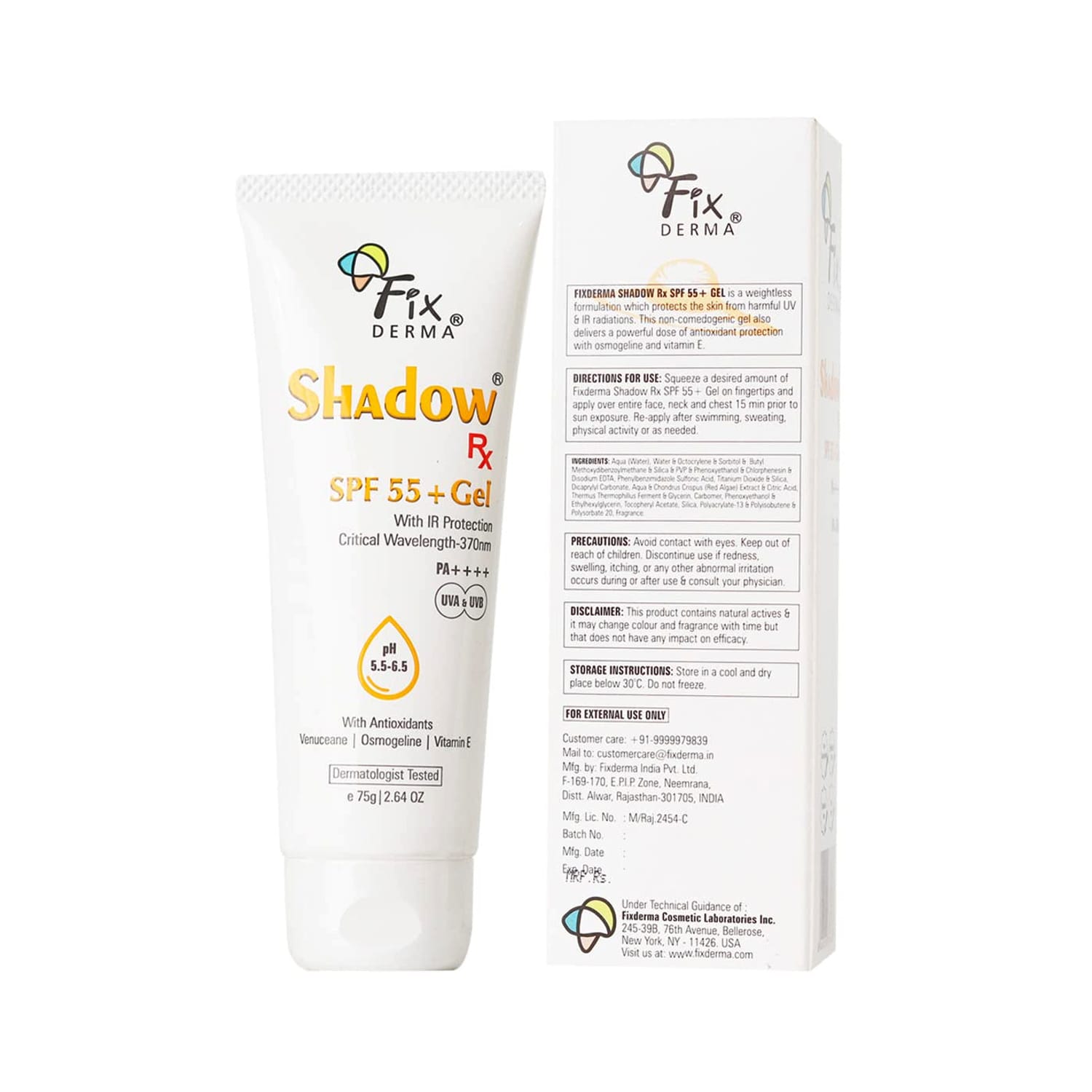 FixDERMA Shadow SPF 55+ Gel (75gm)