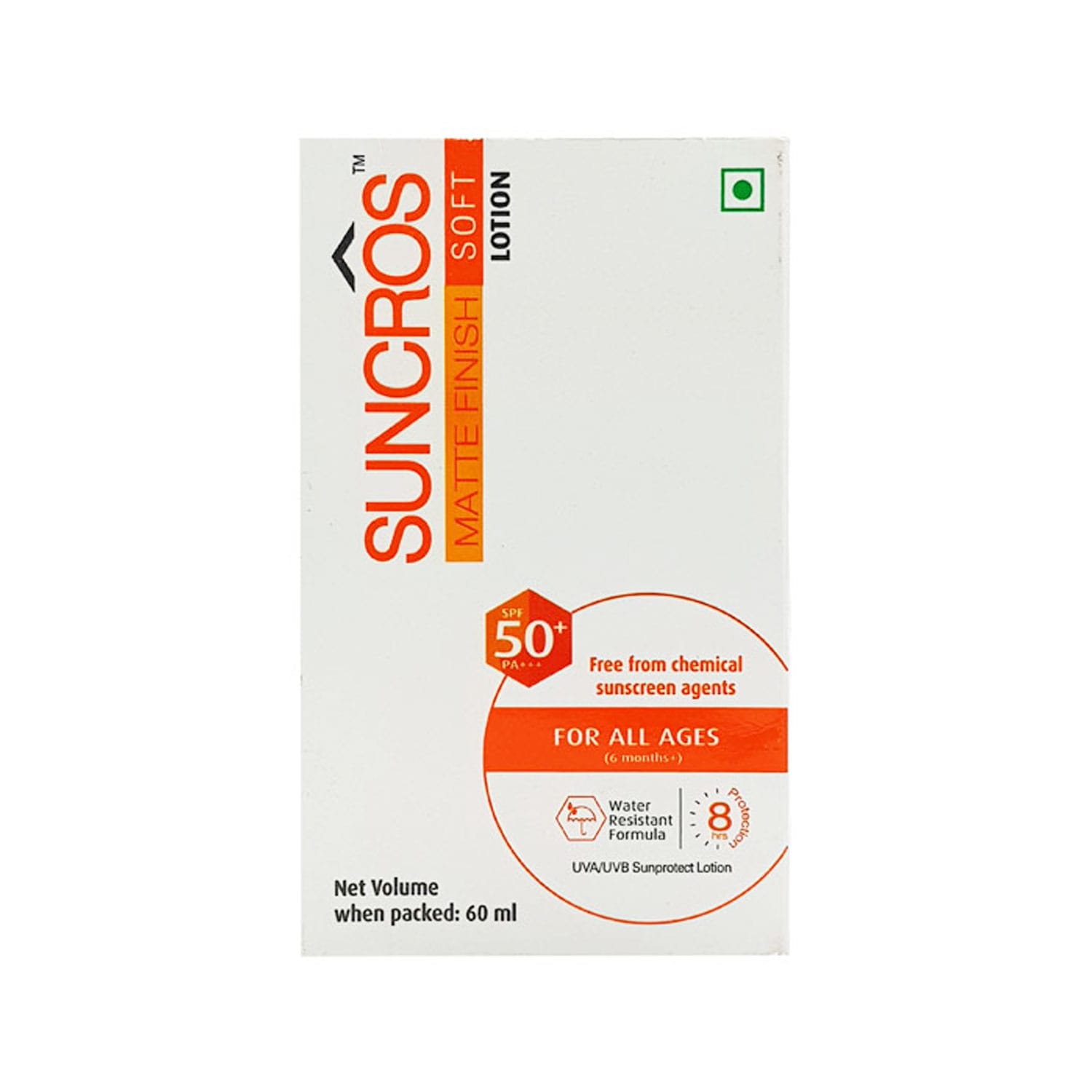 Suncros Matte Finish Soft SPF 50+ - Bottle of 60ml Lotion