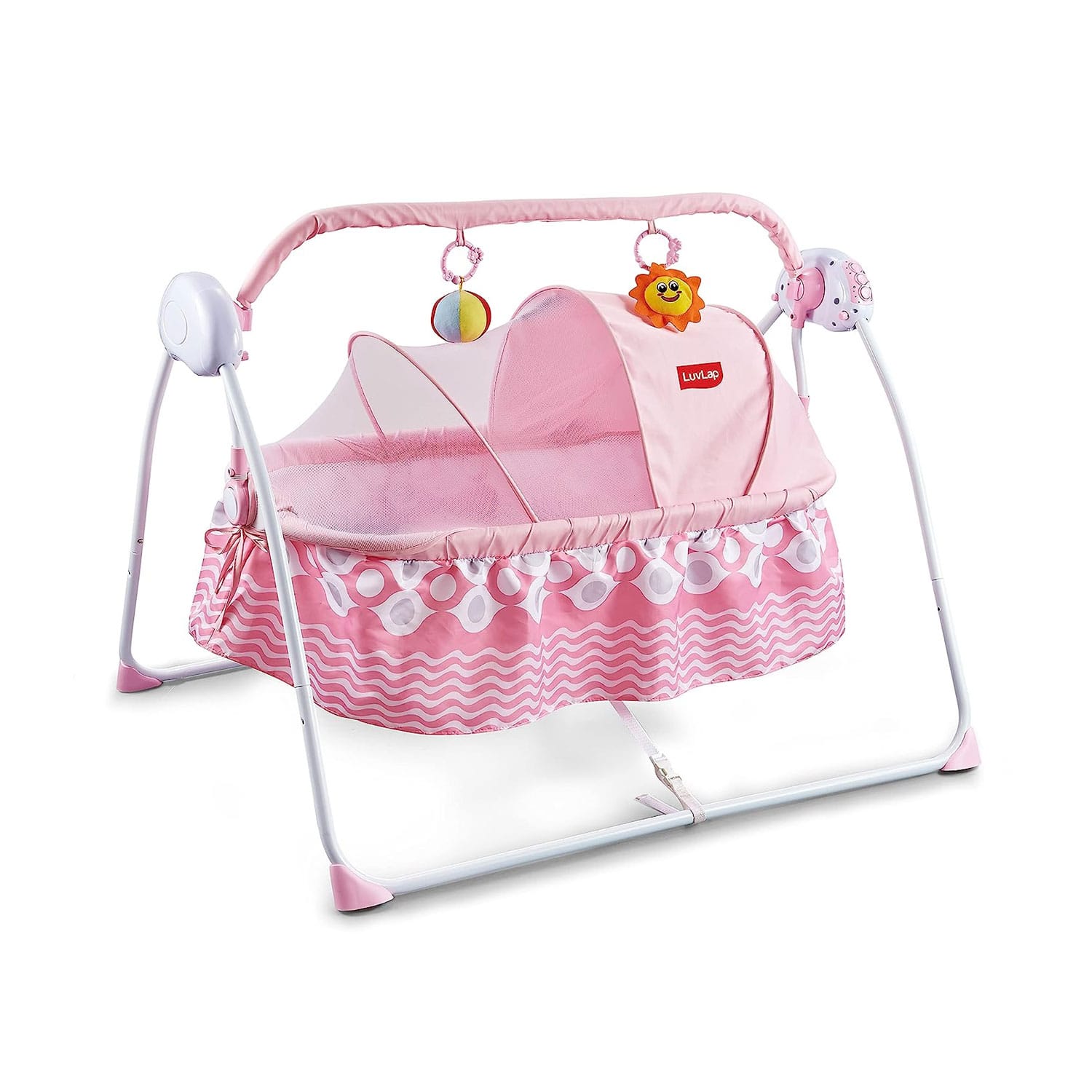 LuvLap Delight Electric Swing Bed Cradle - Pink (M.No 19462)
