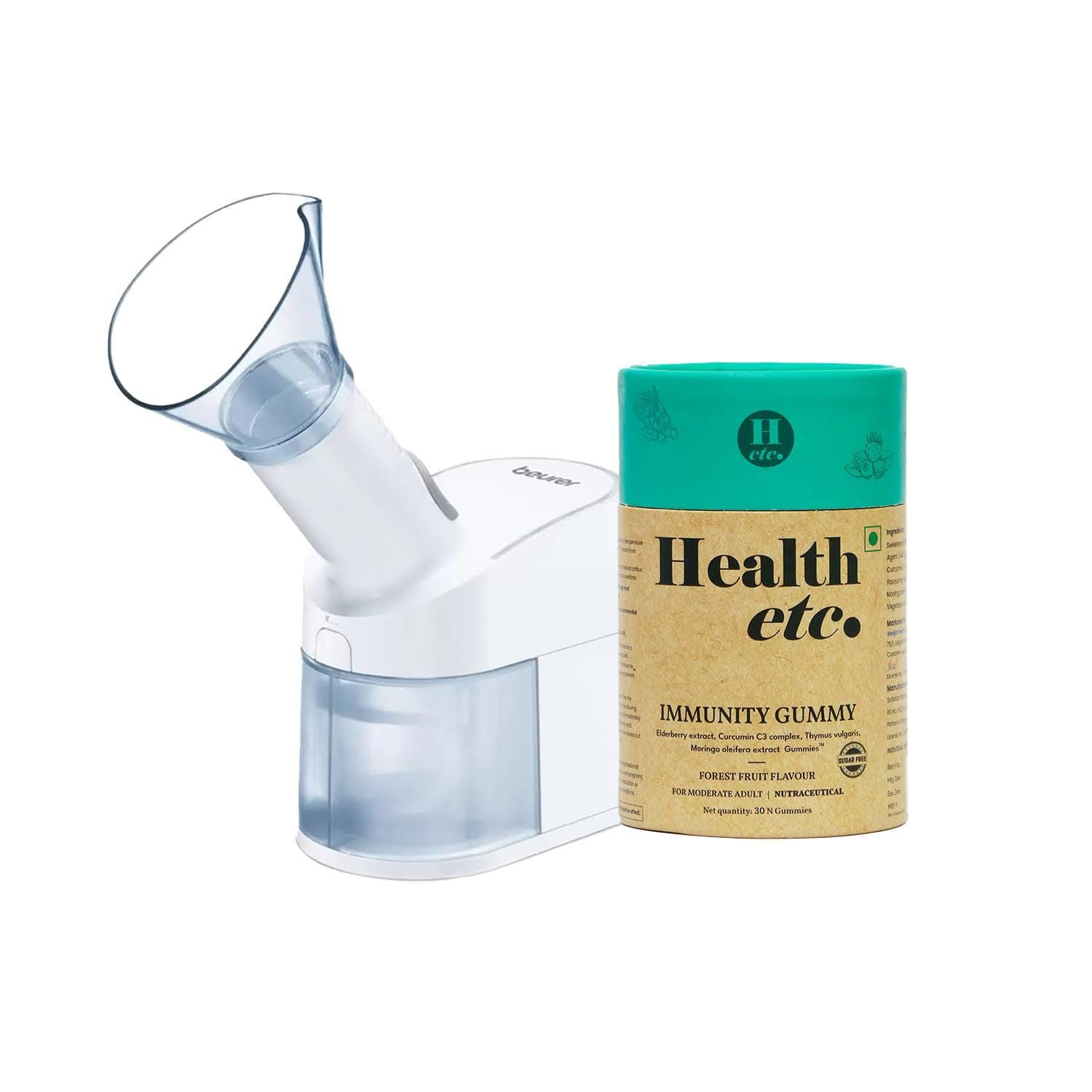 Cold Care Kit for Cold and Nasal Congestion (Health etc Immunity Gummy 30 nos + Beurer SI 40 Steam Vaporizer)