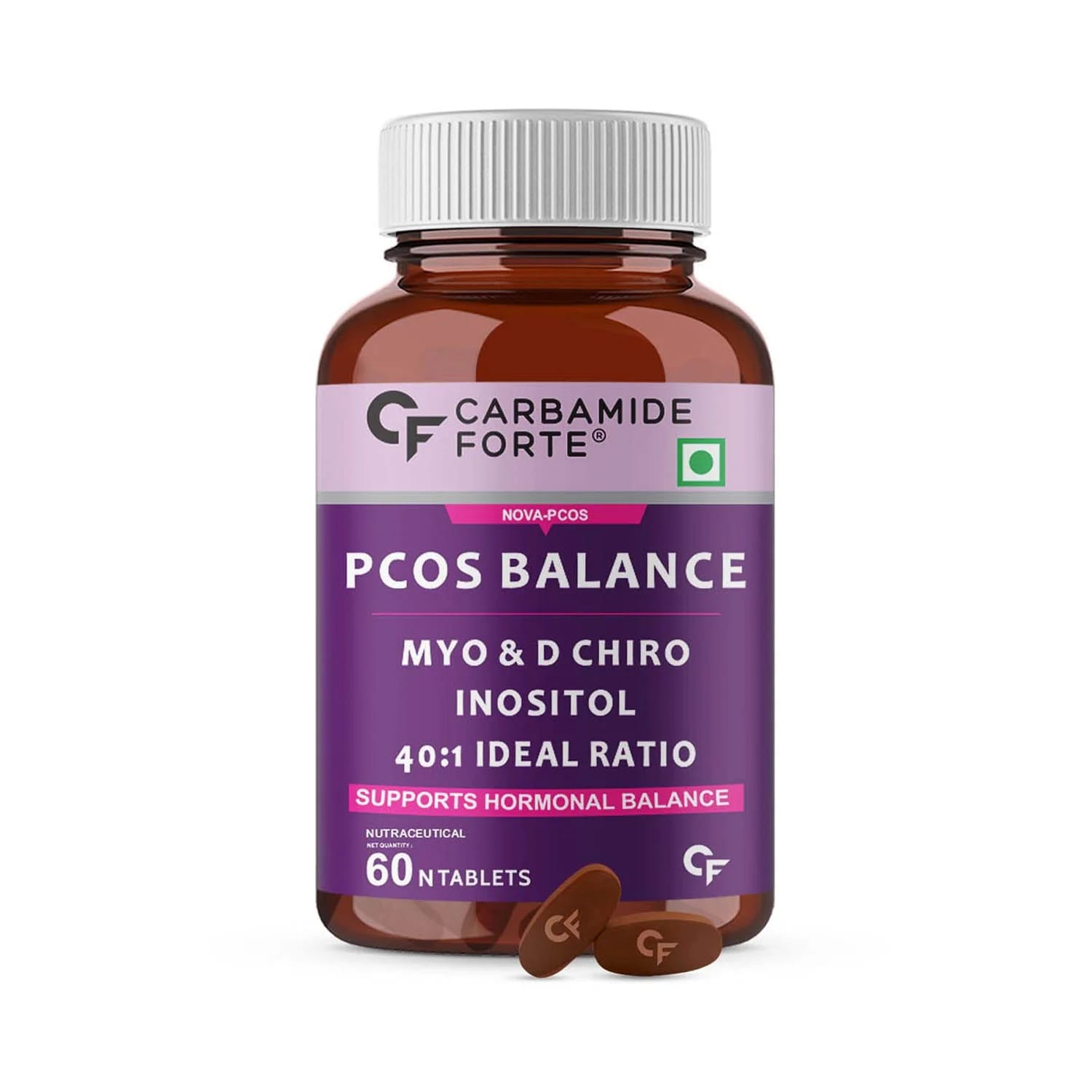 Carbamide PCOS Balance Tablets with Myo and D Chiro Inositol (60 Tablets)