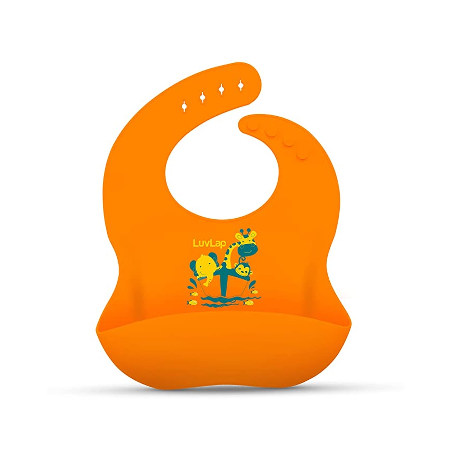 LuvLap Silicone Baby Bib - Orange (M.No 19129)