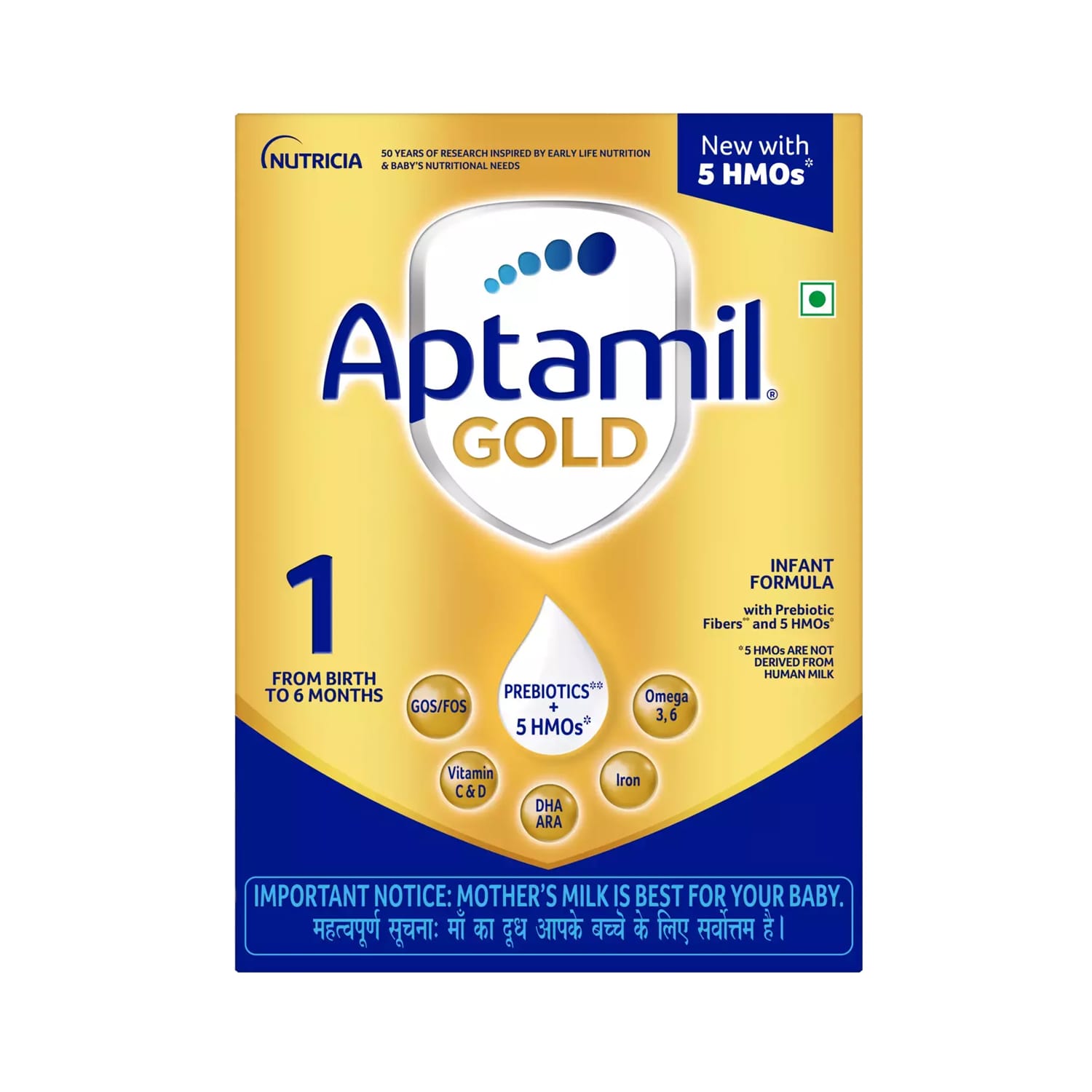 Aptamil Gold 1 Infant Formula Powder with Prebiotics, Stage 1, 400g Refill