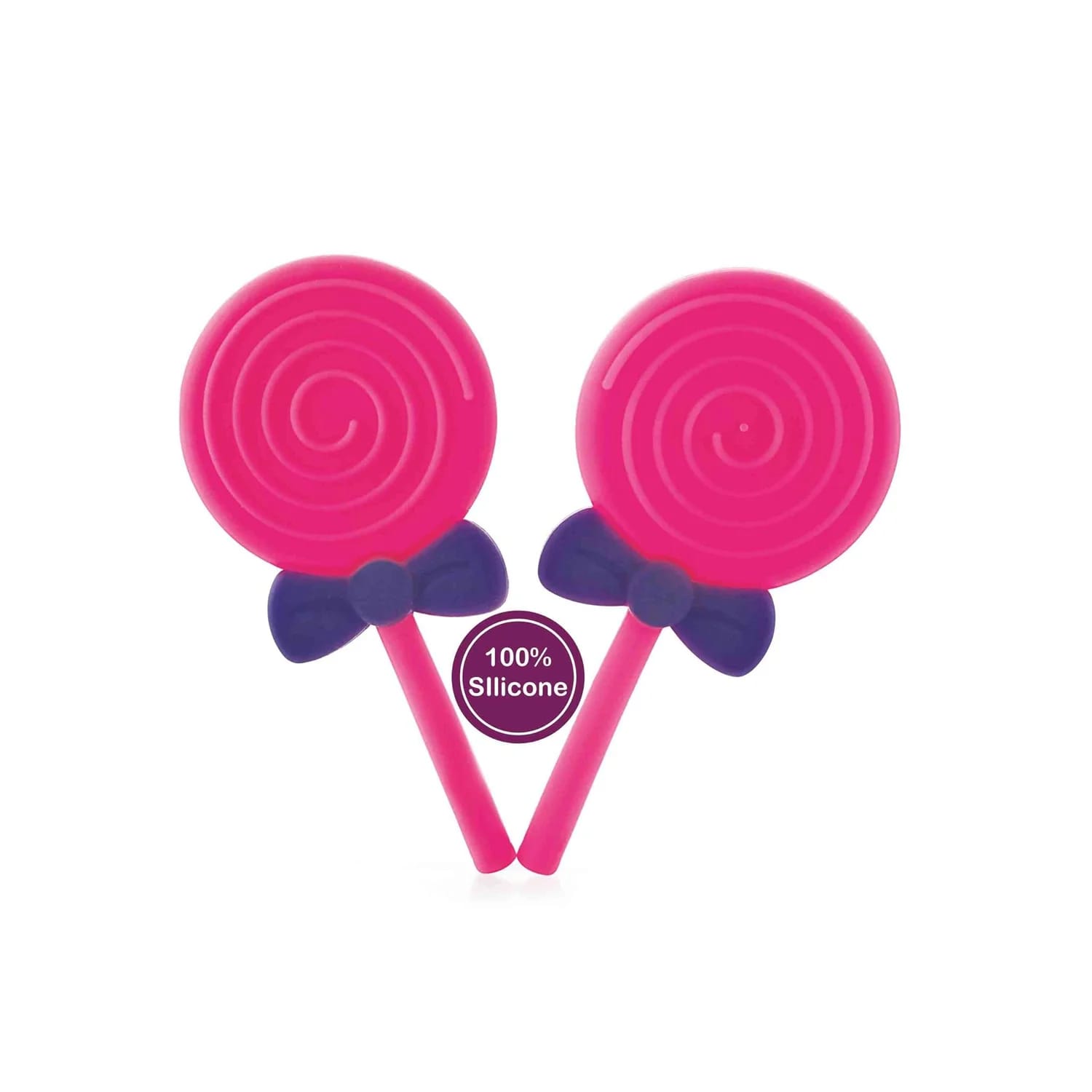BeeBaby Lollipop Shape Soft Silicone Teether for Babies 3+ Months (Pack of 2)