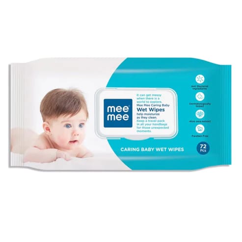 Mee Mee Caring Baby Wet Wipes with Aloe Vera Extracts 72Pcs