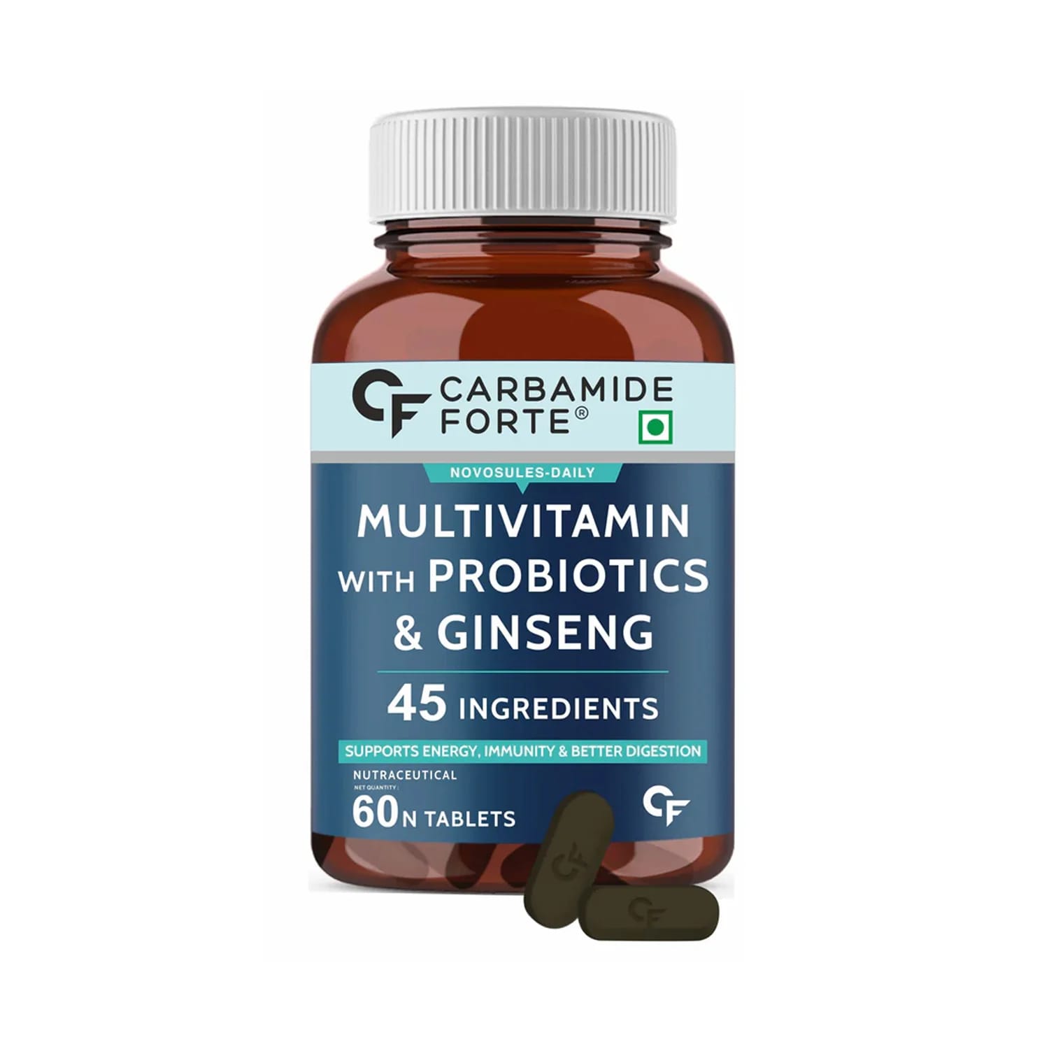Carbamide Forte Multivitamins with Probiotics and Ginseng Tablets for Energy, Immunity, Digestion (60 Tablets)