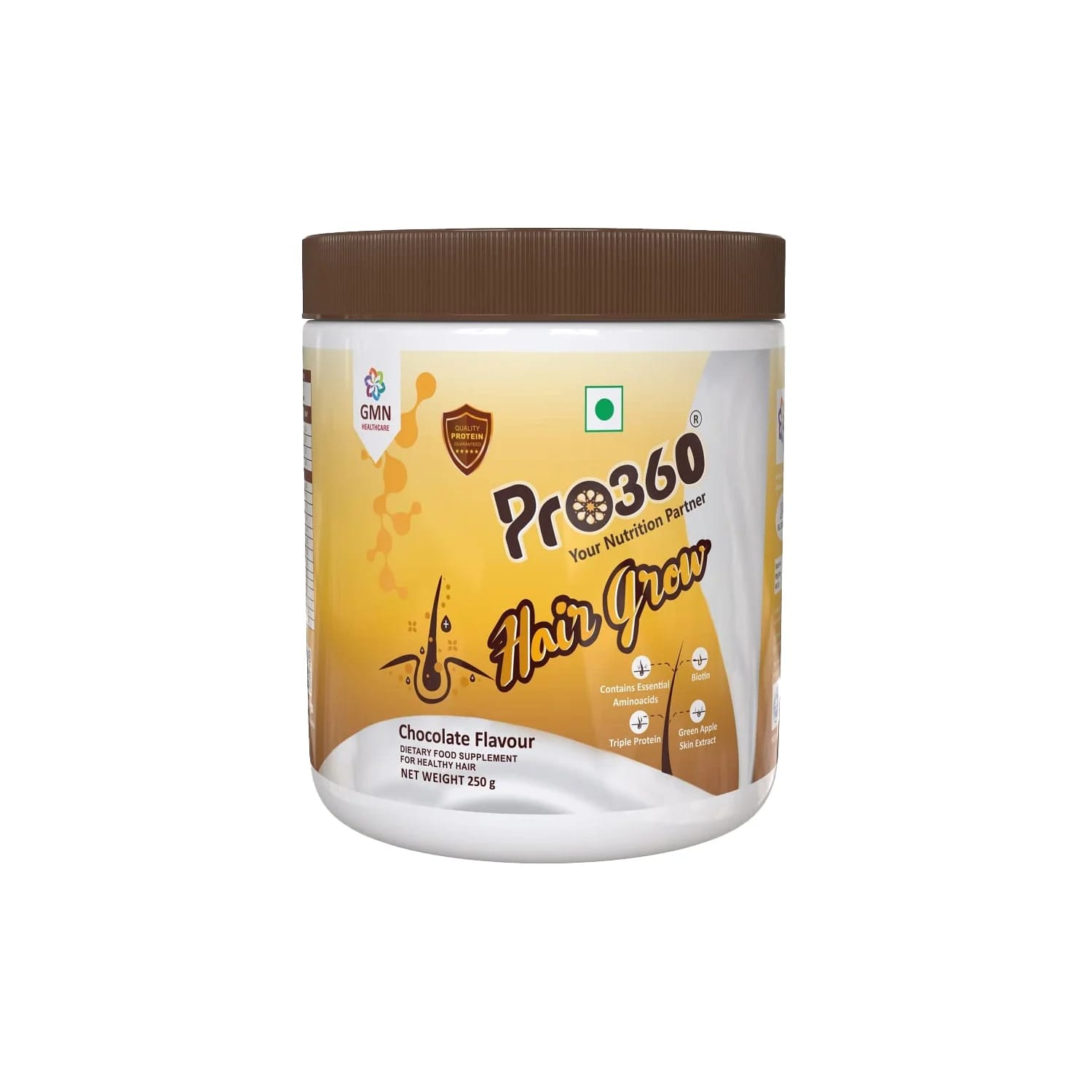GMN Pro360 Hair Grow Nutrition Powder Chocolate Flavour (250g Jar)