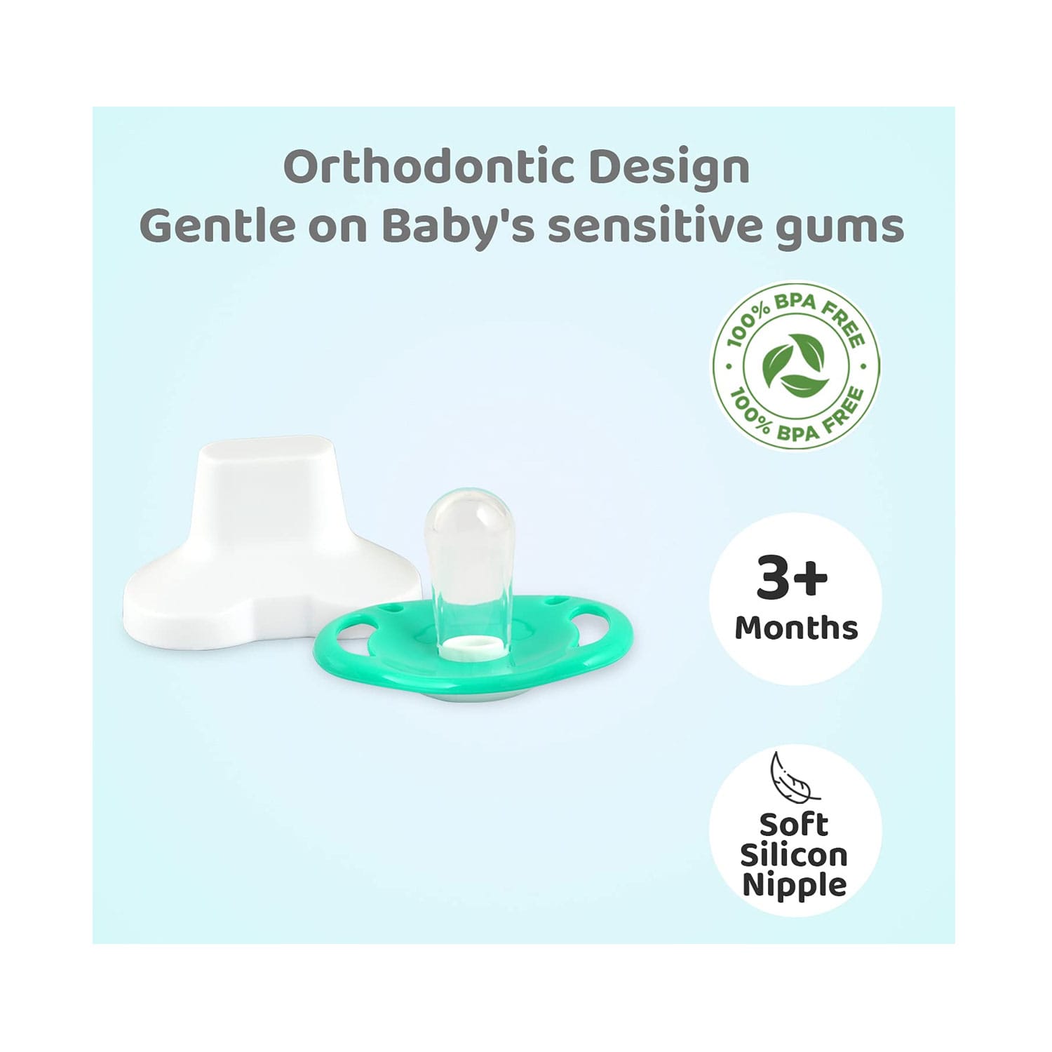 R for Rabbit Apple Pacifier Ultra Soft Silicone Nipple for Babies From 3+ Months Green Colour - Medium