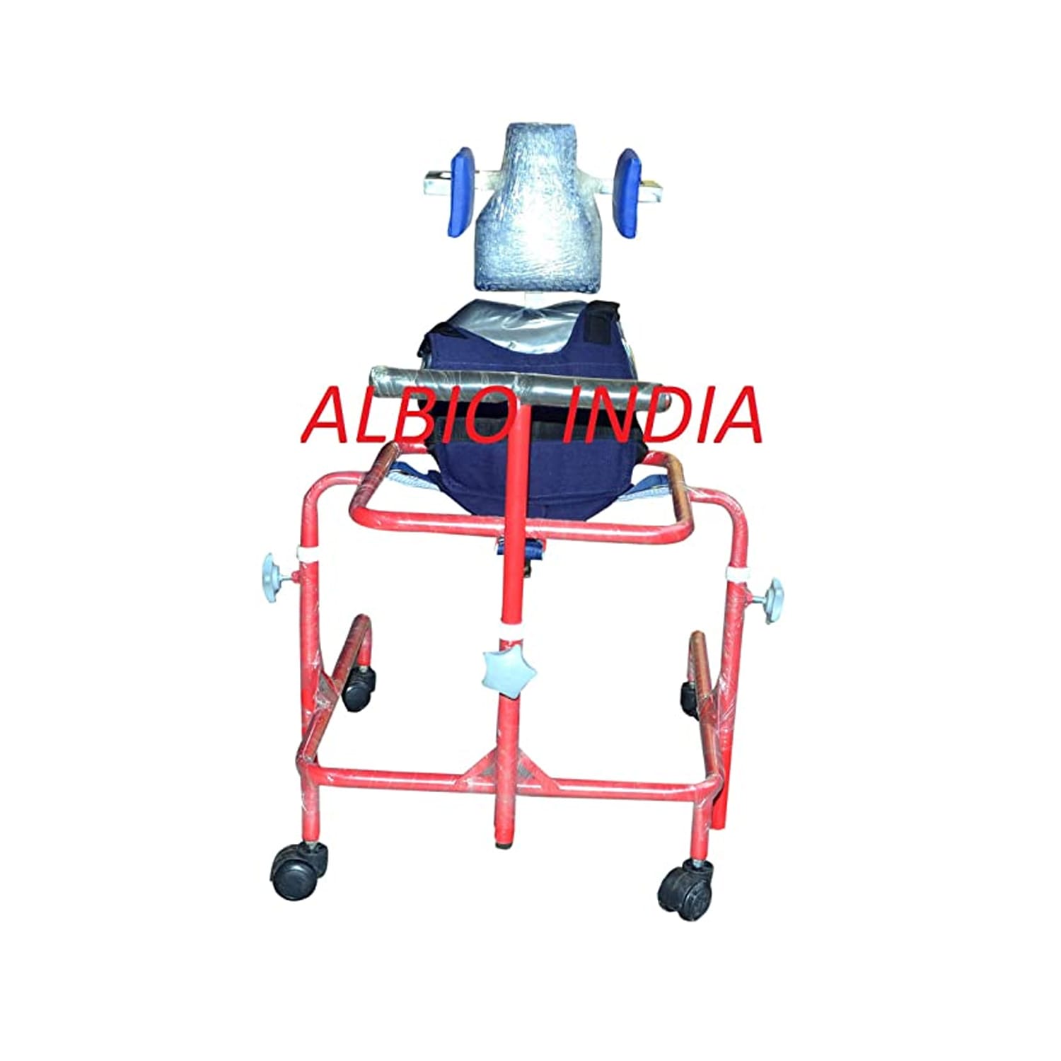 Albio CP Walker Child- Height Adjustable Cerebral Palsy Walker, with Seat and Body Supporting Chest Belt- Small