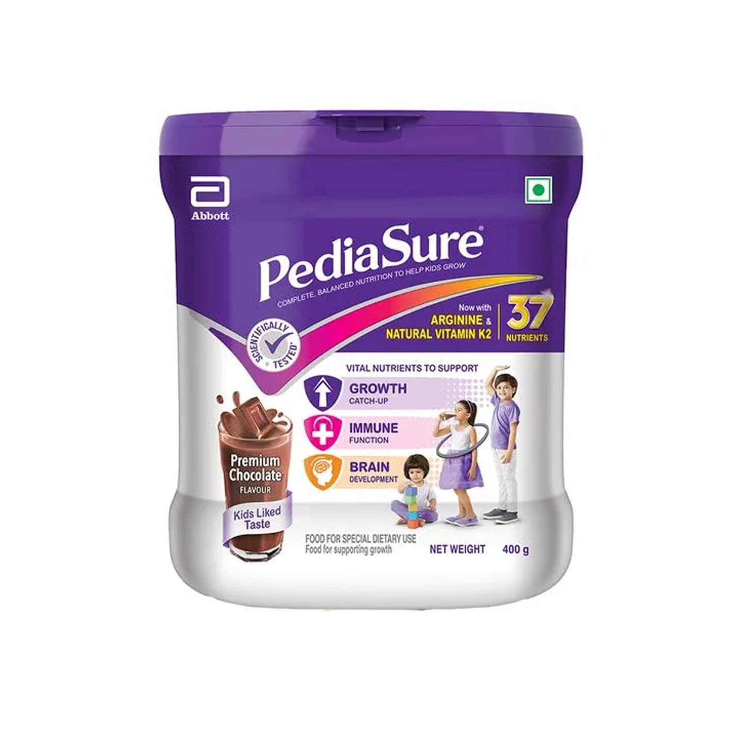 PediaSure Nutritional Drink Powder for Kids 2+ Years - Premium Chocolate Flavour (Jar) 400g