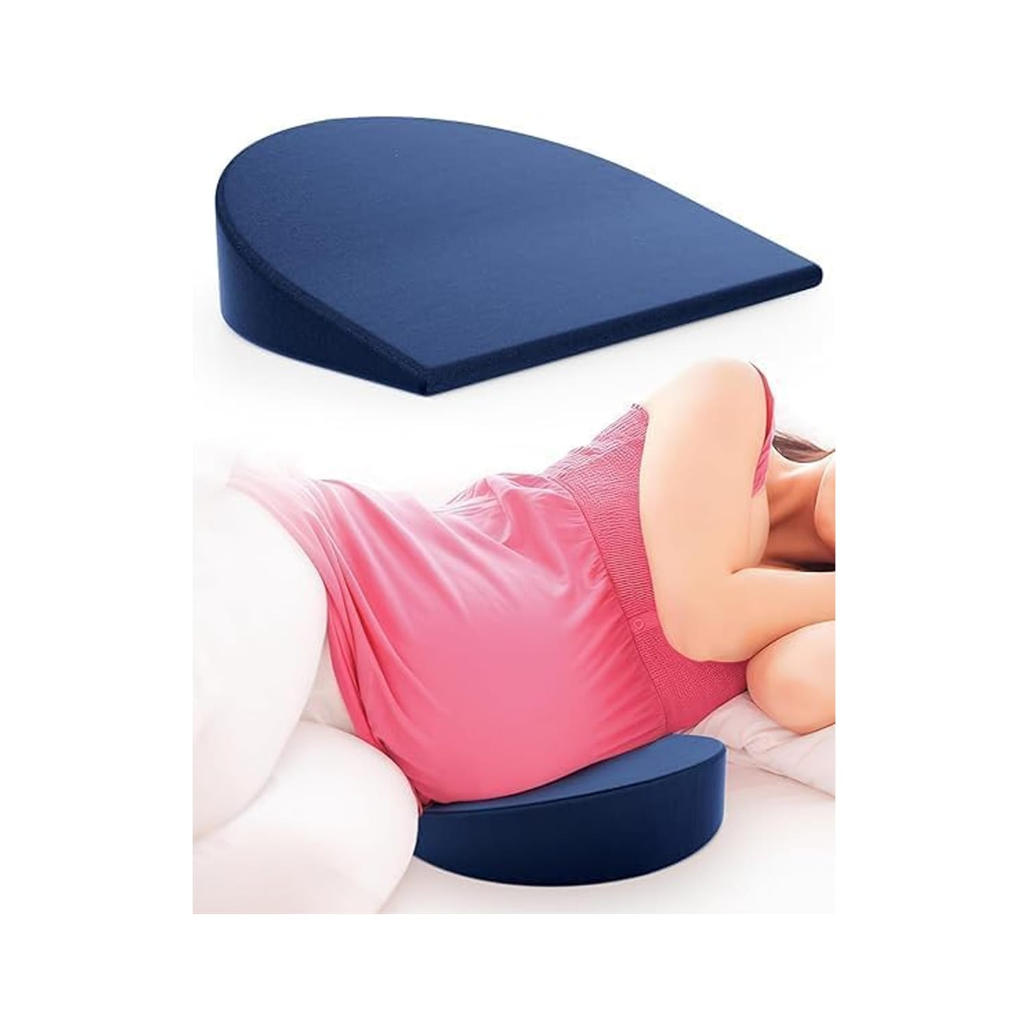 Fovera Cool Gel Memory Foam Pregnancy Pillow Wedge (Velvet Navy Blue)