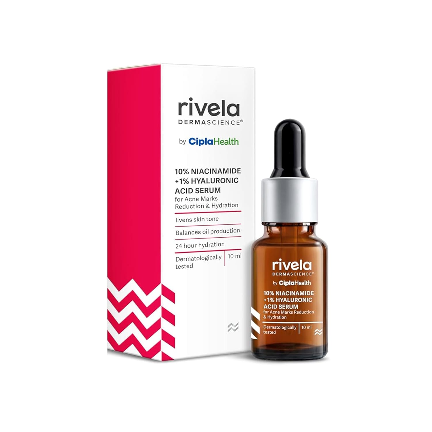 Rivela 10% Niacinamide, 1% Hyaluronic Acid Face Serum For Acne Marks, Scars and Oil Control 30ml