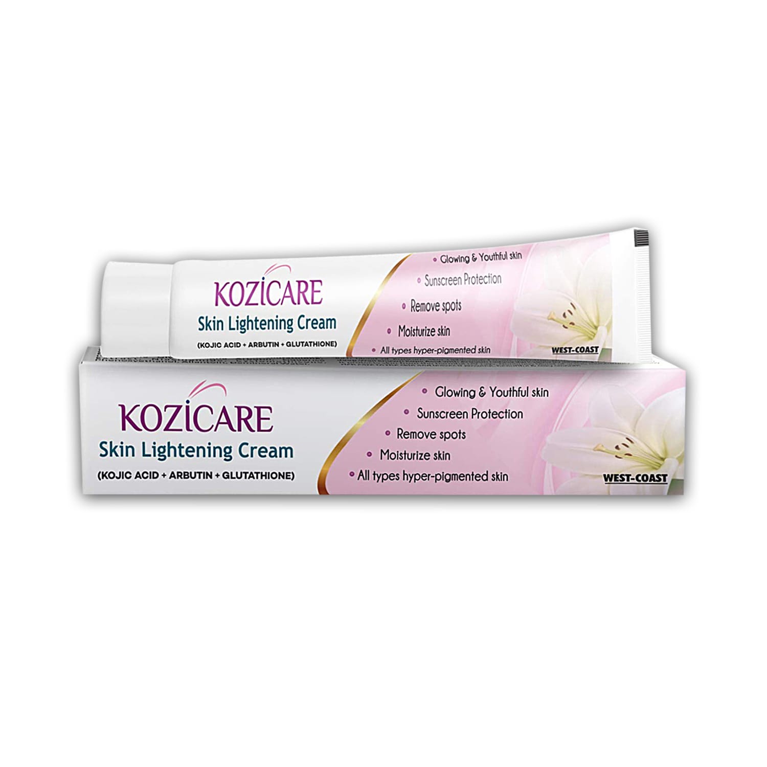 Kozicare Skin Lightening Cream with Kojic Acid, Arbutin, Glutathione | All Types Hyper Pigmented Skin, Remove Spots- 15g