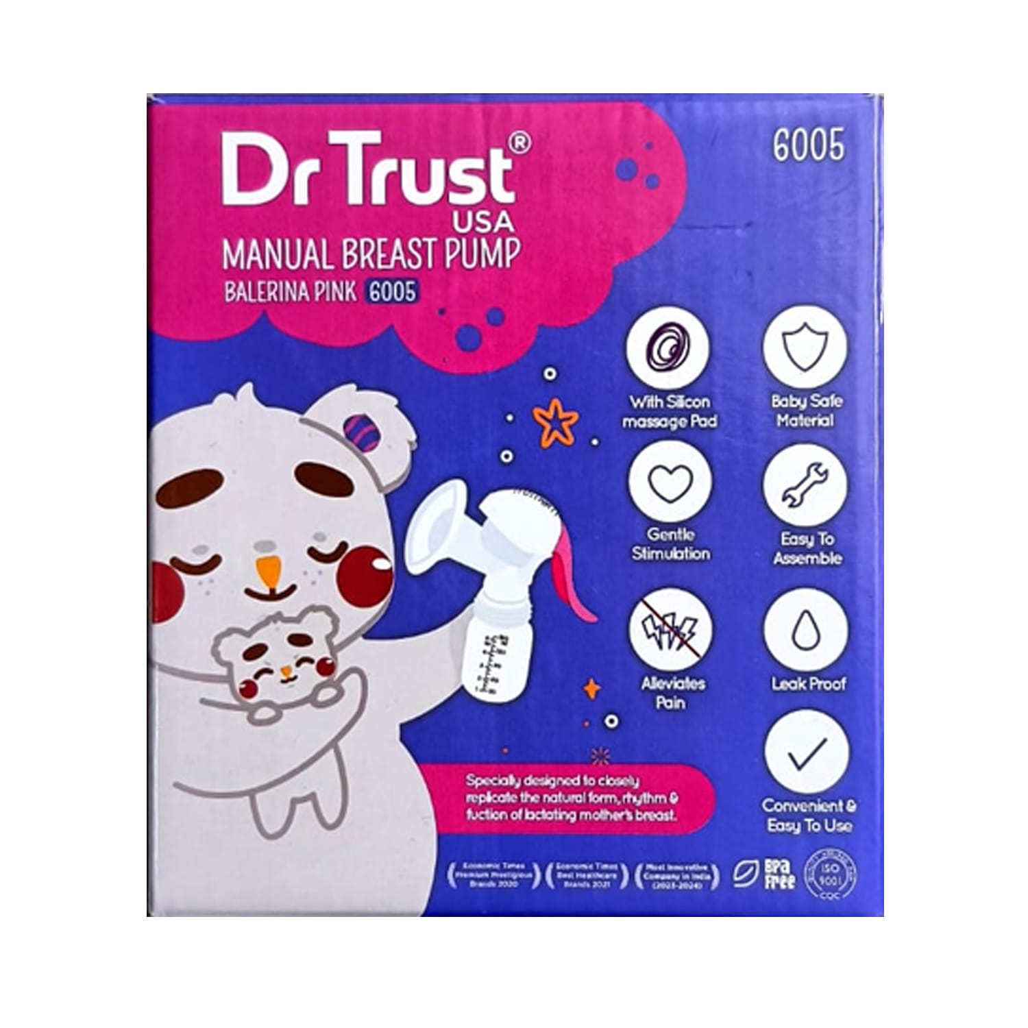 Dr Trust Manual Breast Pump 6005 - Balerina Pink
