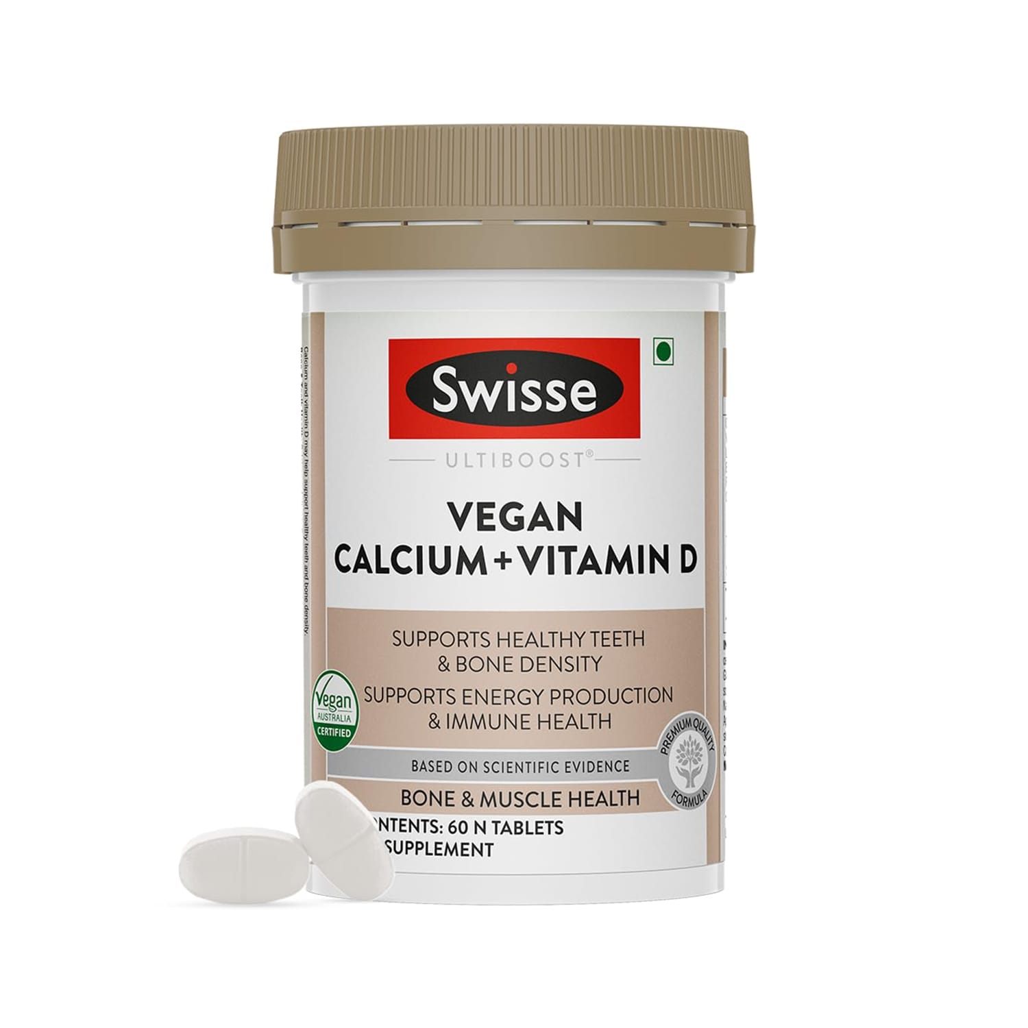 Swisse Vegan Calcium and Vitamin D Tablets (60 Tablets)