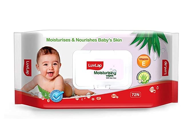 LuvLap Baby Wipes with Aloe Vera without Flip-Top Lid 72 Wipes M.No 18839B (Pack of 2)