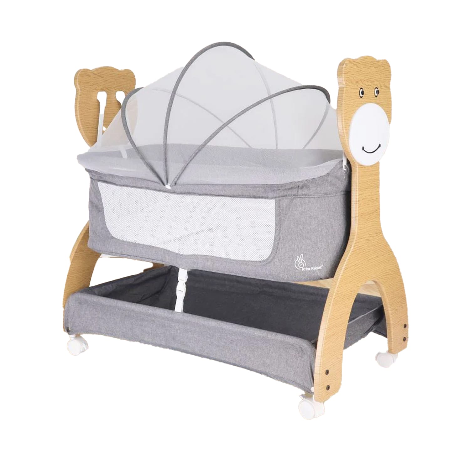 R for Rabbit Lullabies Woodsy Manual Baby Cradle from 0-1 Year (Dark Grey)