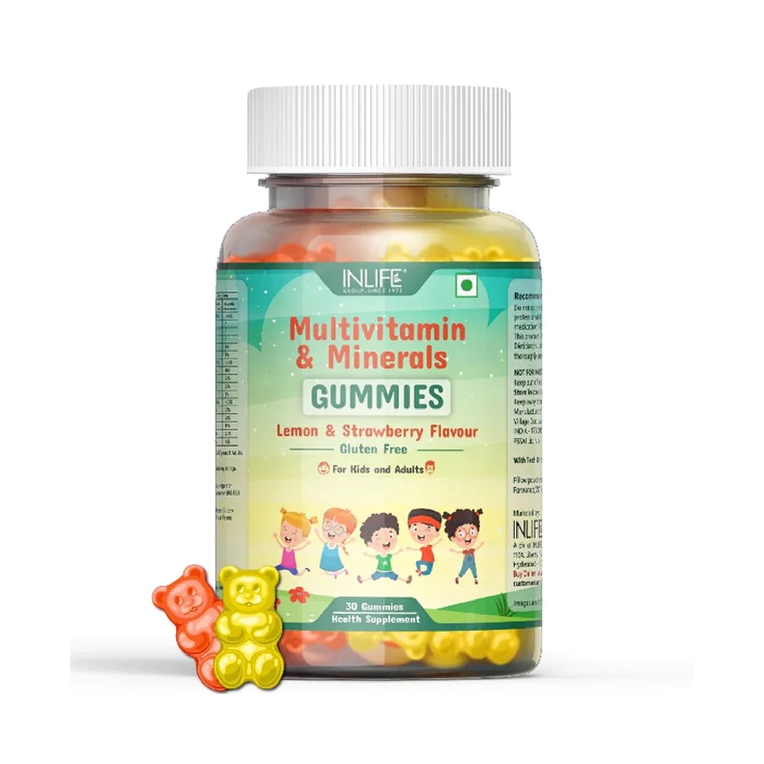 Inlife Multivitamin And Minerals Gummy for Kids and Adults (Lemon And Strawberry Flavour) 30 Gummies