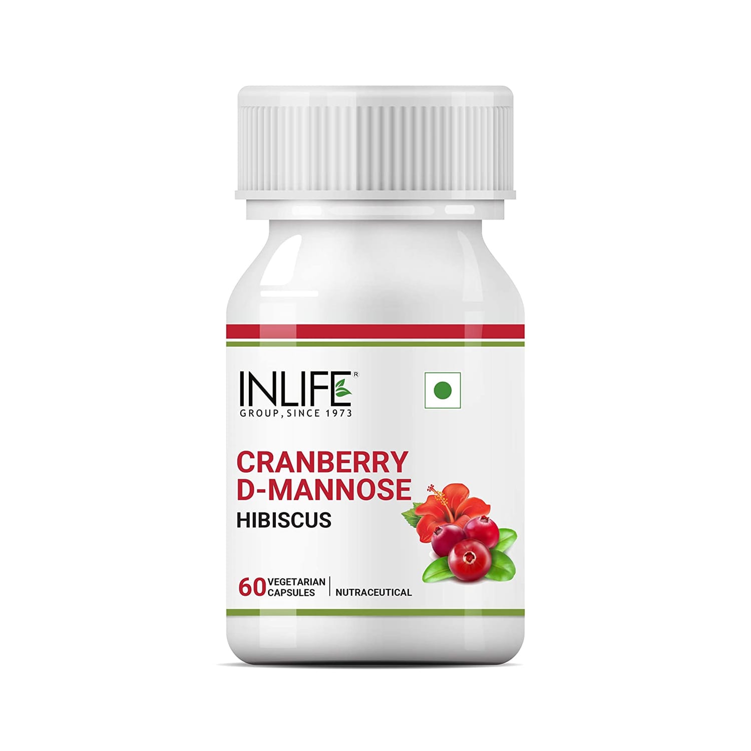 INLIFE Cranberry 400mg D-Mannose 400mg & Hibiscus 200mg Extract for Urinary Tract - 60 Vegetarian Capsules