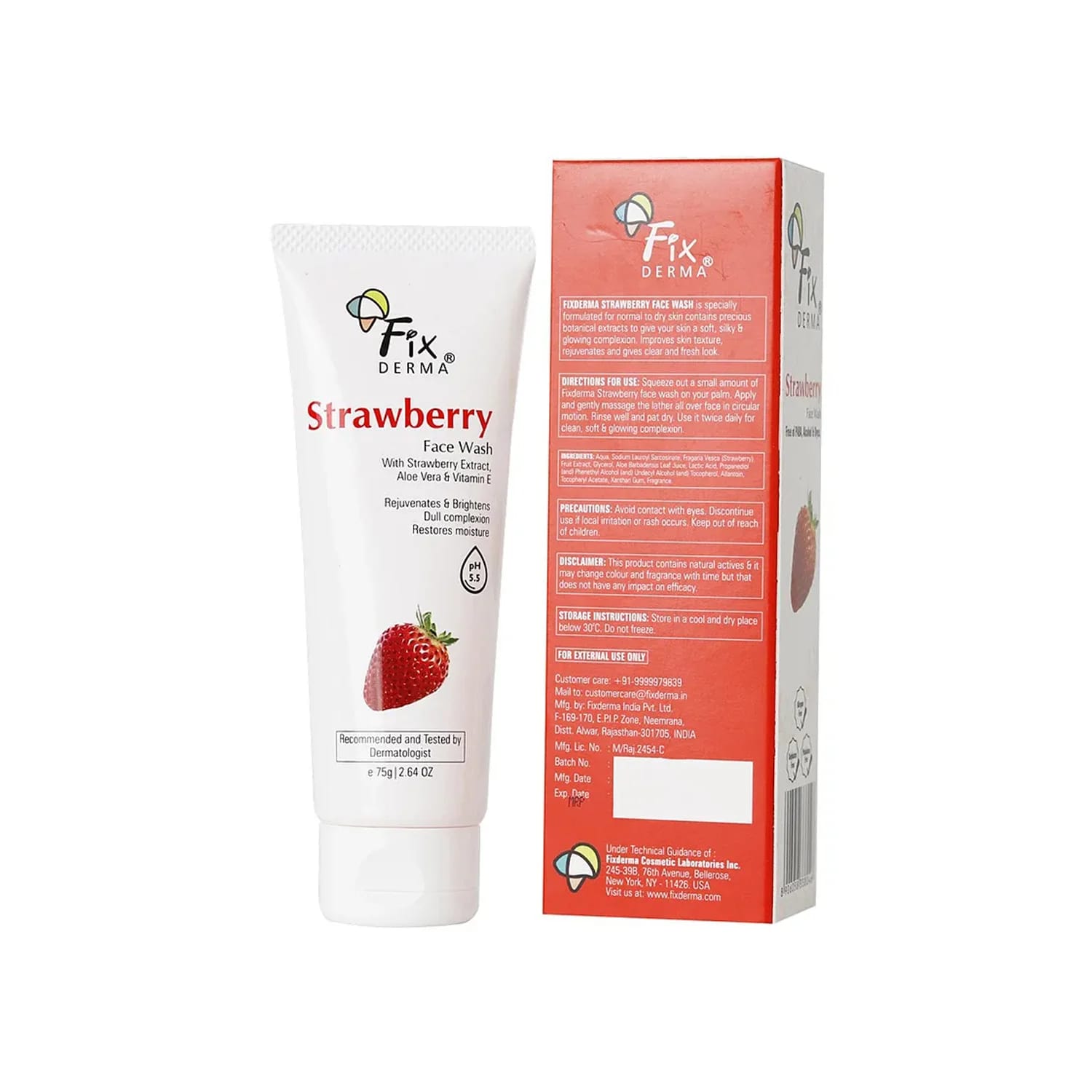 FixDERMA Strawberry Brightening Face Wash 75g