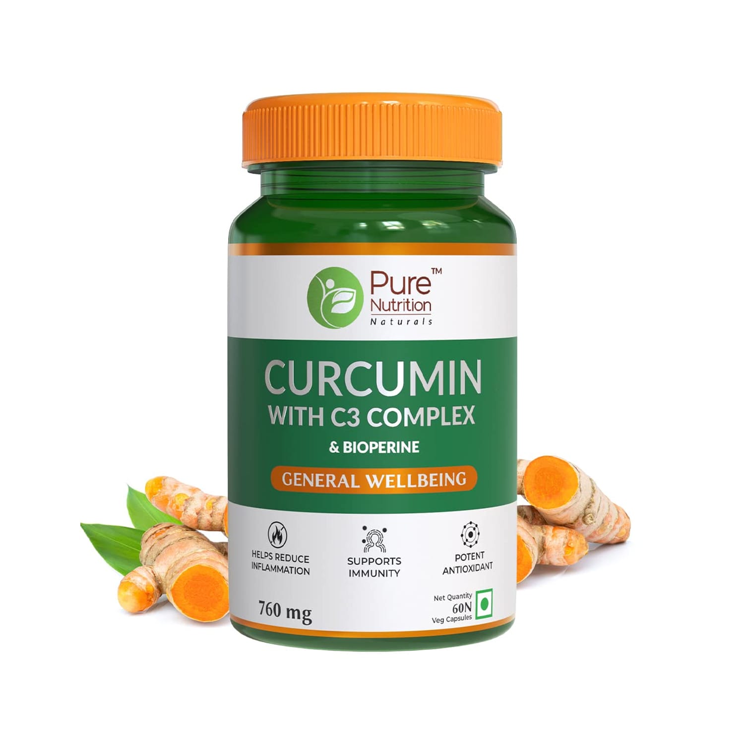 Pure Nutrition Curcumin with C3 Complex (60 Veg Capsules)