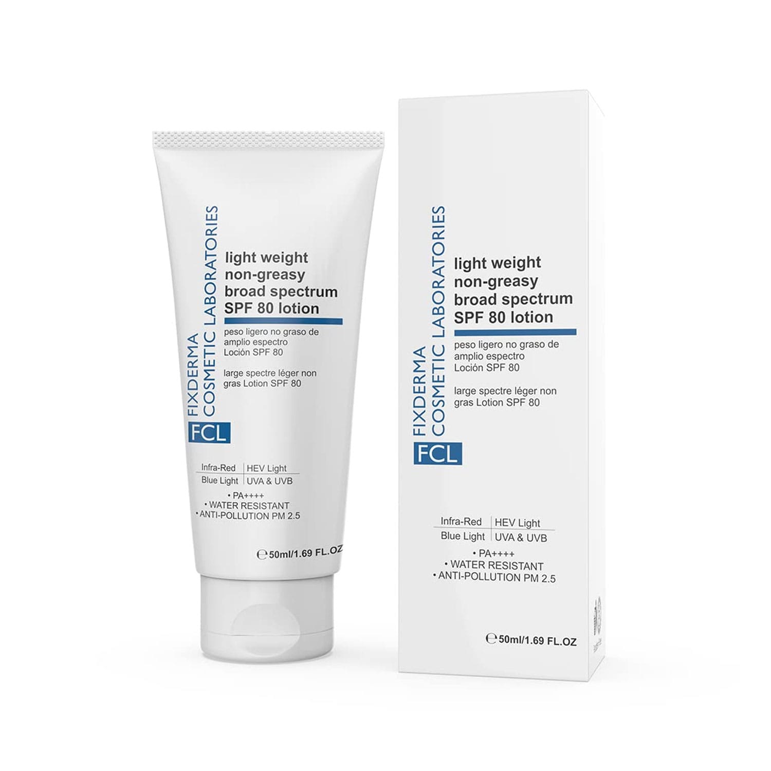 FixDERMA Light Weight Non Greasy Broad Spectrum SPF 80 Lotion - 50ml