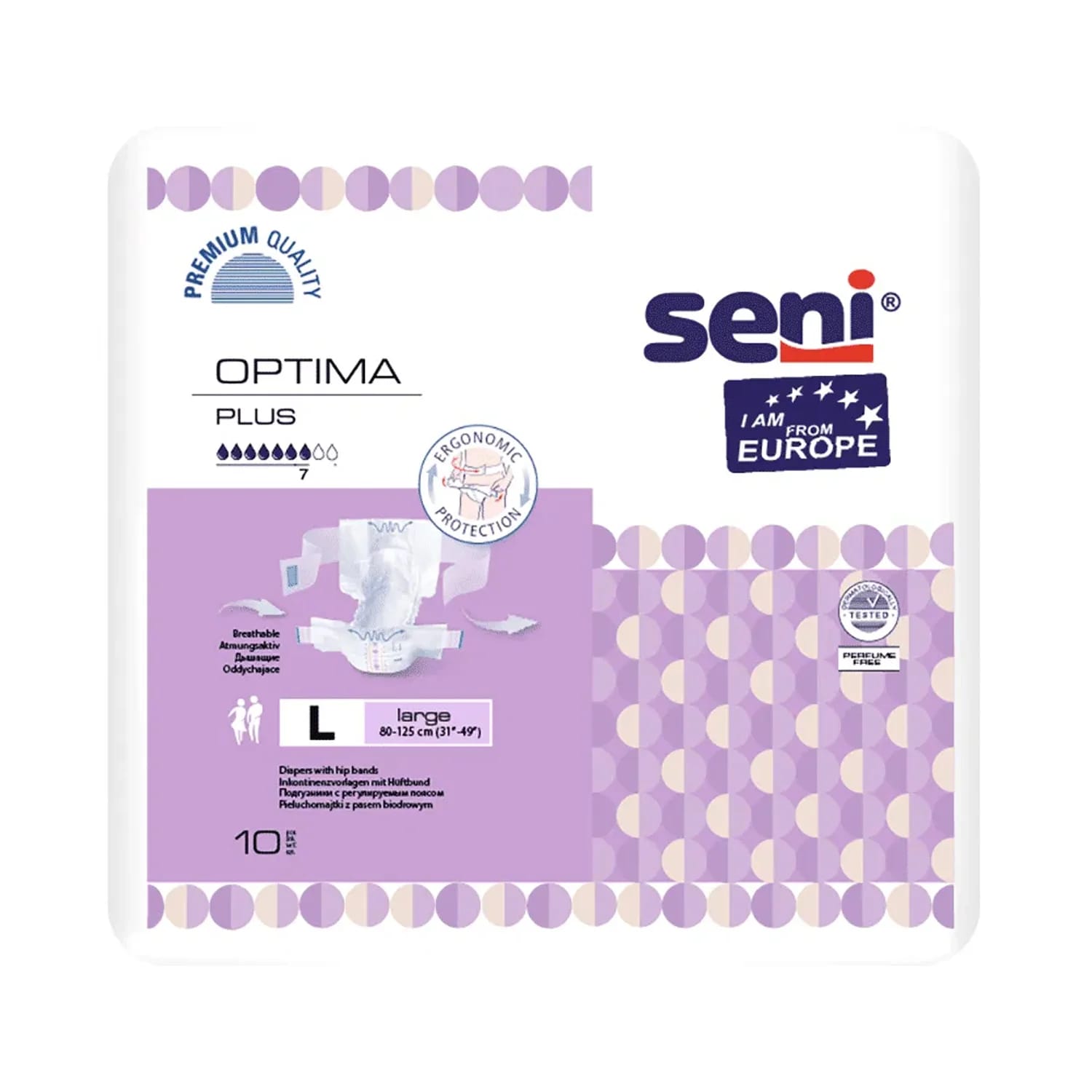 Seni Optima Plus Diaper Medium 70-105cm (10 Diapers)
