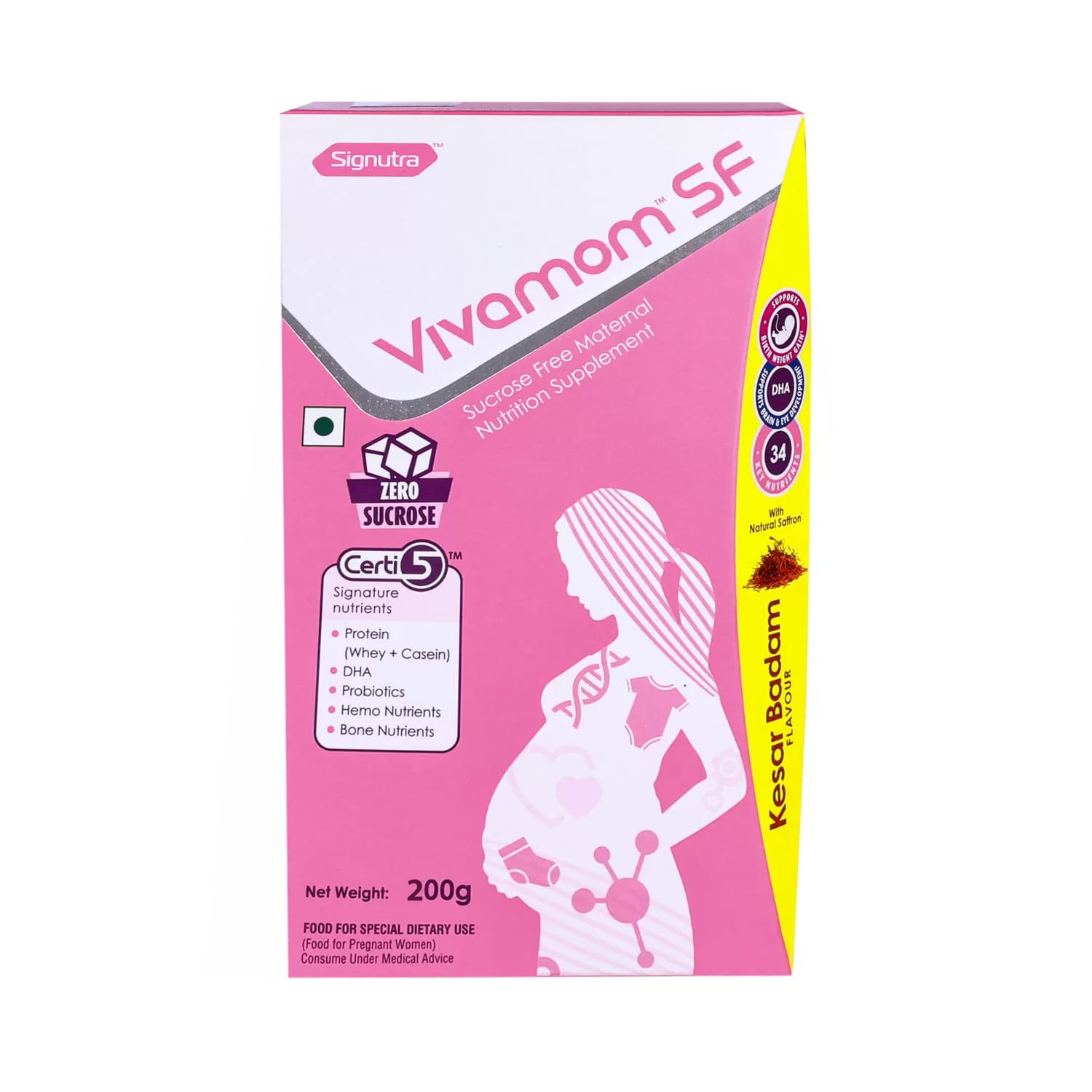 Signutra Vivamom SF Nutritional Supplement for Maternity Kesar Badam Flavour (200 g)