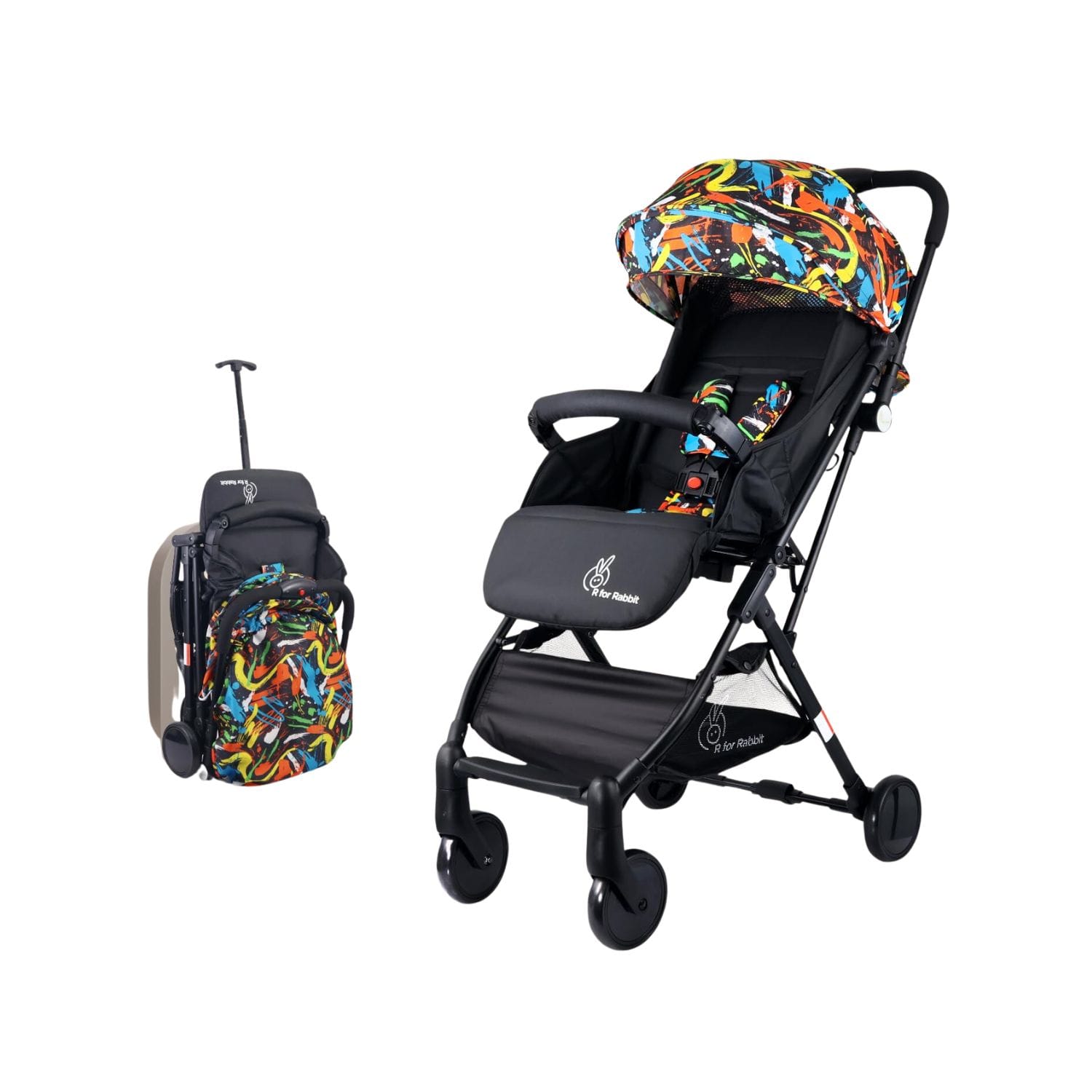 R for Rabbit Pocket Stroller Lite For Baby 0 To 3+Years (Black Multi)