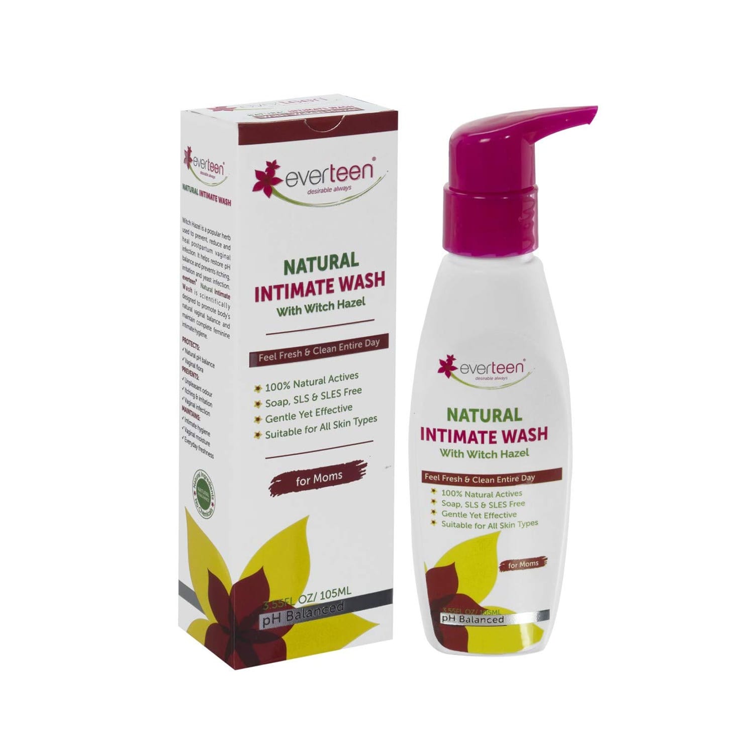 Everteen Natural Intimate Wash with Witch Hazel for Moms - 105 ml
