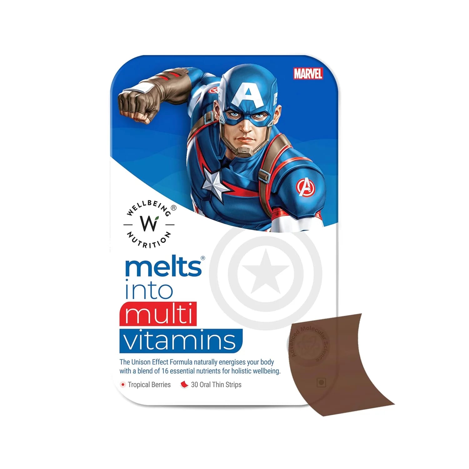 Wellbeing Nutrition Melts into Marvel Multivitamins for Kids (30 Oral Strips)