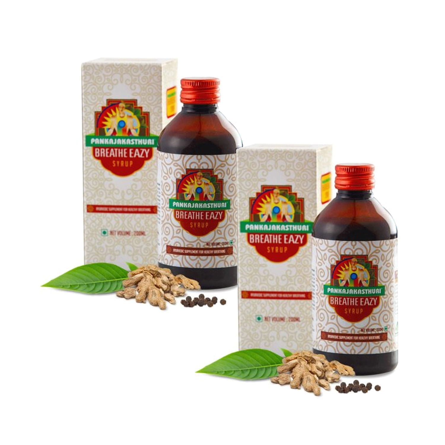 Pankajakasthuri Breathe Eazy Herbal Syrup 200ml (Pack of 2)