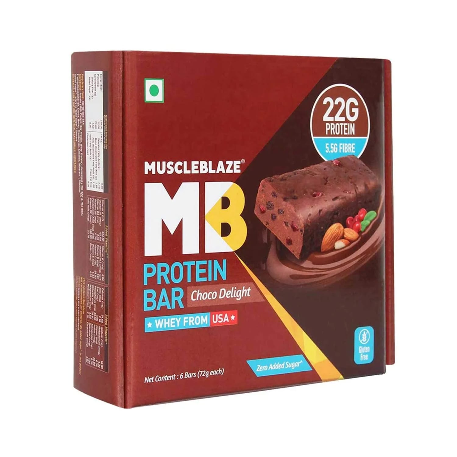 MuscleBlaze Protein Bar (22g Protein) Choco Delight Pack Of 6