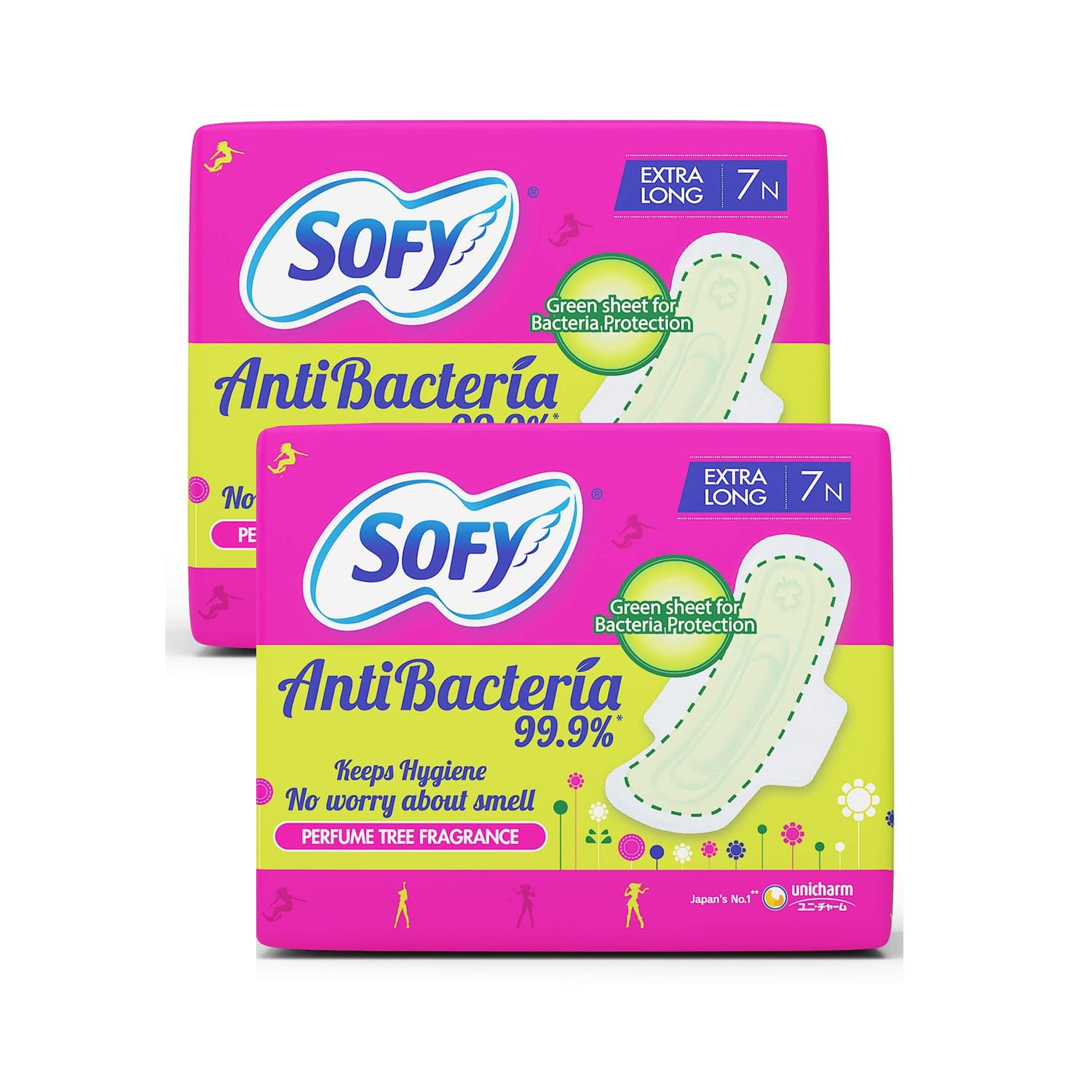 Sofy AntiBacteria Extra Long - 7 Pads (Pack of 2)