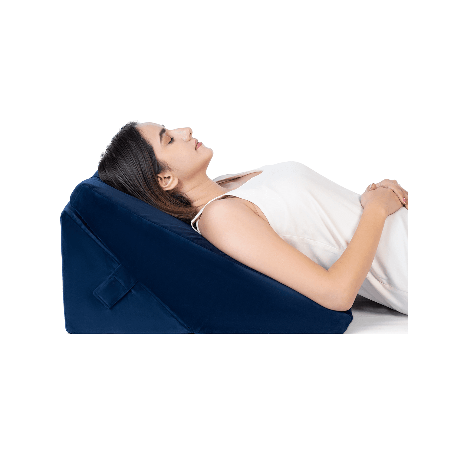 Fovera Adjustable Acid Reflux Bed Wedge Orthopedic Support (Velvet Navy Blue) - Large