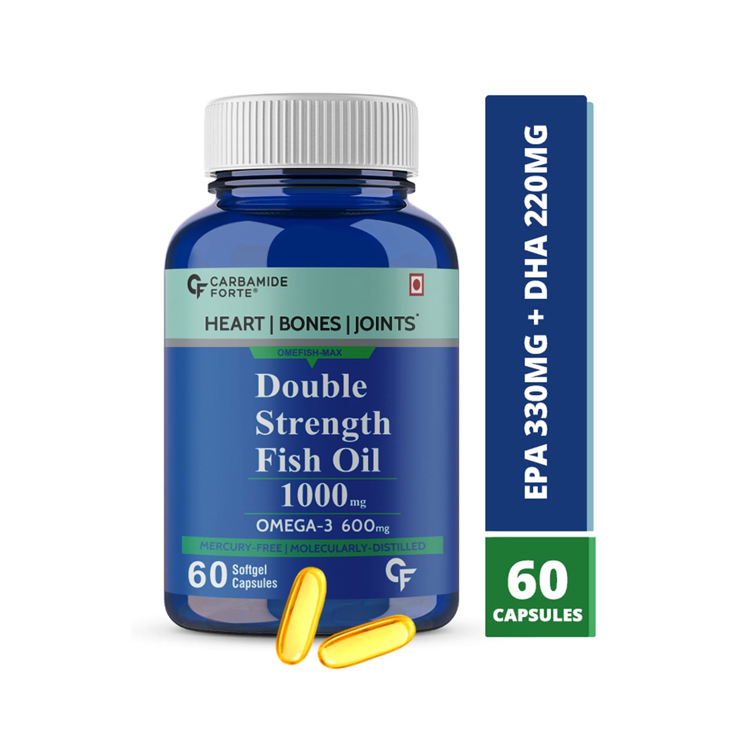 Carbamide Forte Double Strength Fish Oil 1000mg with Omega 3 600mg -60 Capsules