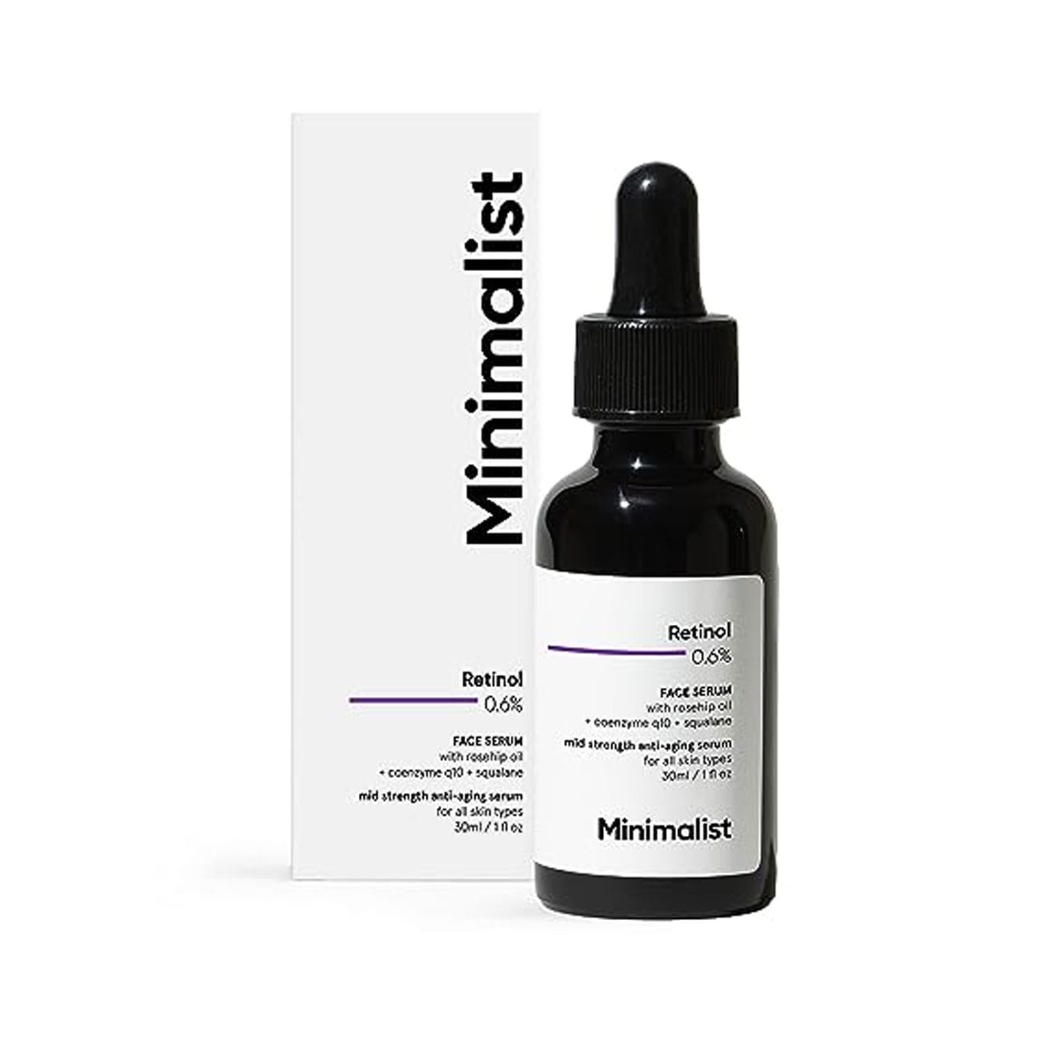 Minimalist Retinol 0.6% Mid-Strength Anti Aging Face Serum 30ml